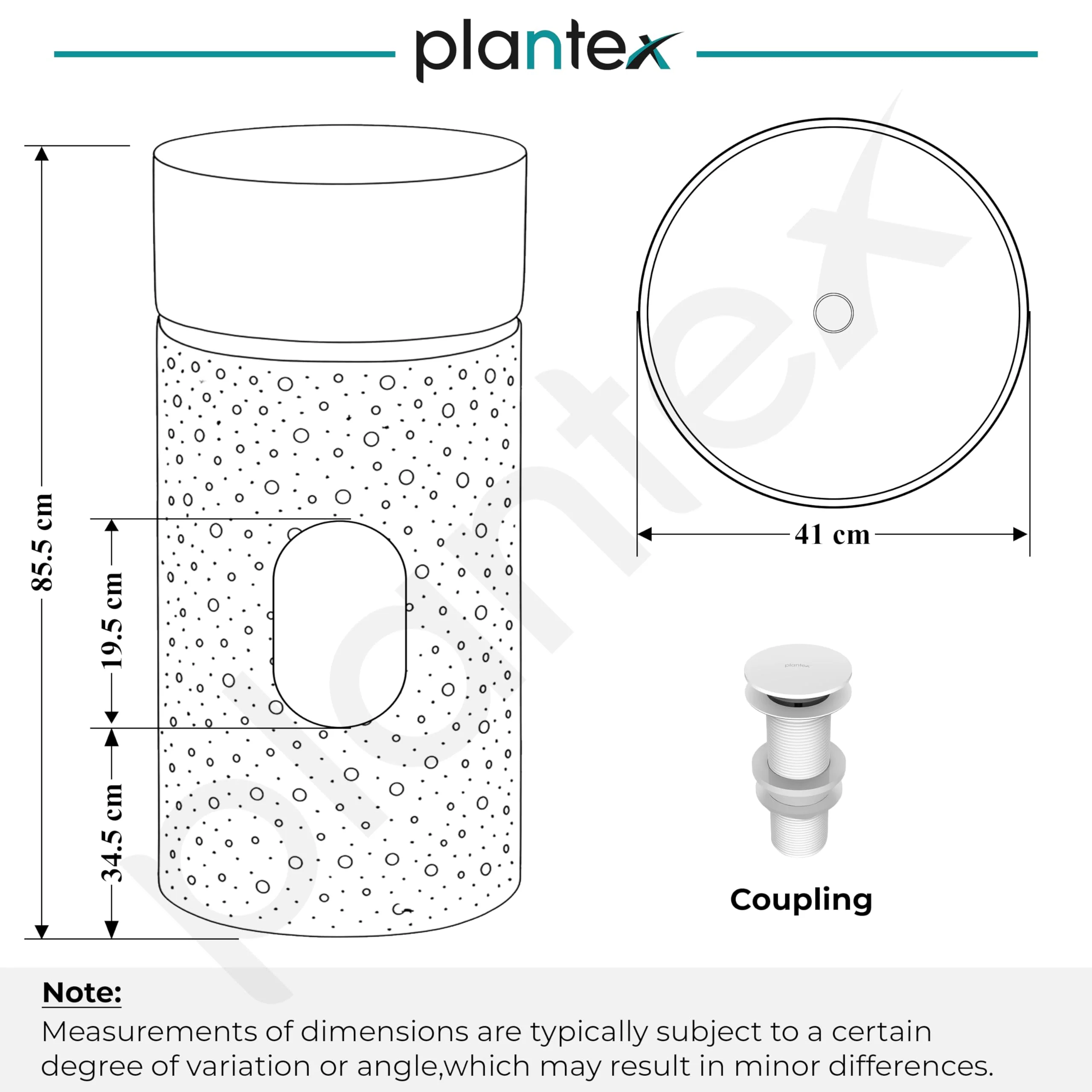 Plantex Ceramic Pedestal Basin for Bathroom/One Piece Pedestal Free Standing Round Wash Basin for living Room/Hotel (Beige) - Image 5