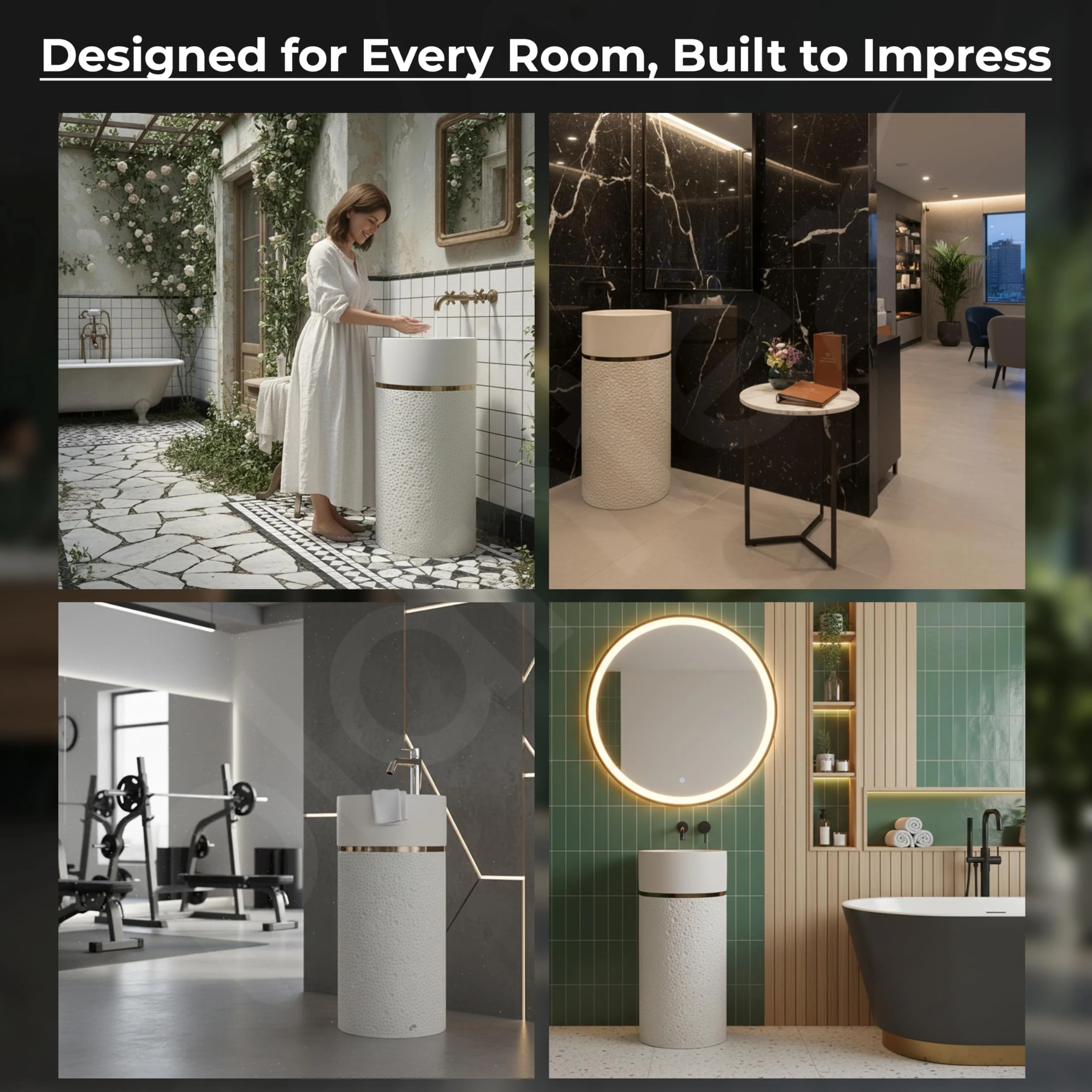 Plantex Ceramic Pedestal Basin for Bathroom/One Piece Pedestal Free Standing Round Wash Basin for living Room/Hotel (Beige) - Image 7