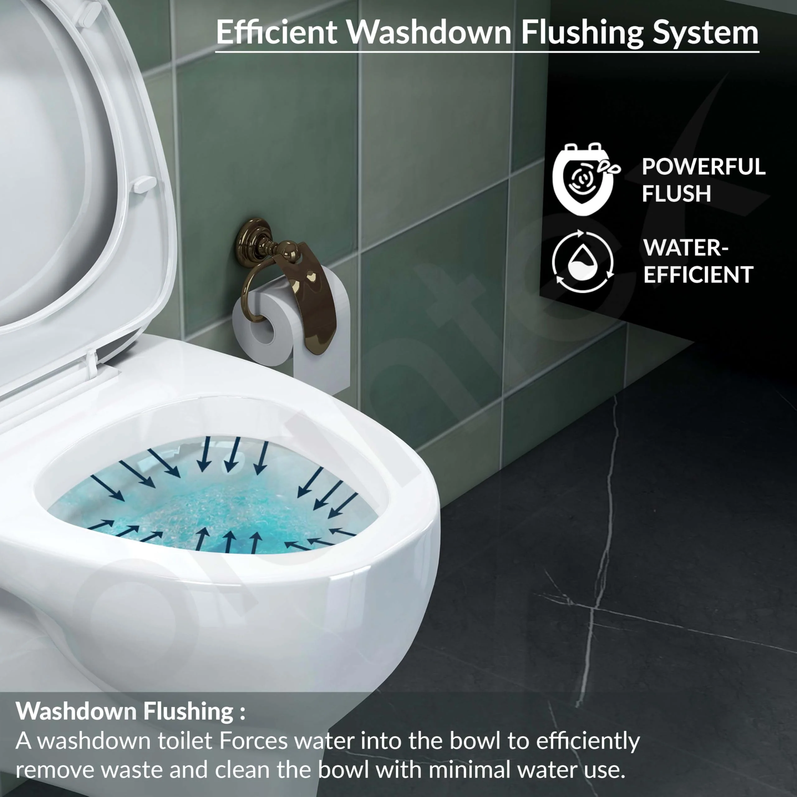 Plantex Ceramic Rim Western Commode/P- Trap Washdown Wall Hung Commode for Toilet with Soft Close Toilet Seat Cover - (Cascade, White) - Image 2