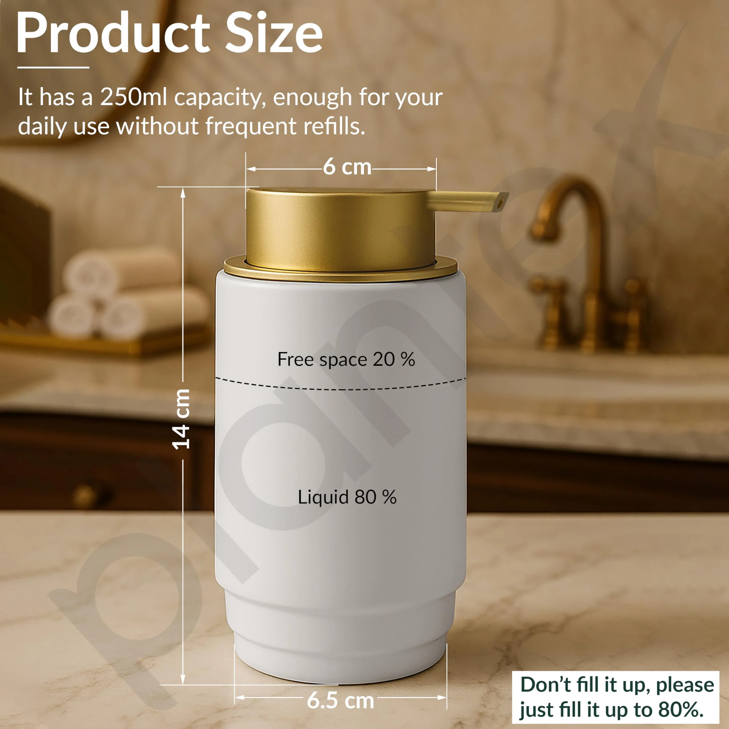 Plantex Ceramic Soap Dispenser for Washbasin/Hand Soap Dispenser/Soap Dispenser for Kitchen/Bathroom Accessories - Pack of 1 - Image 3