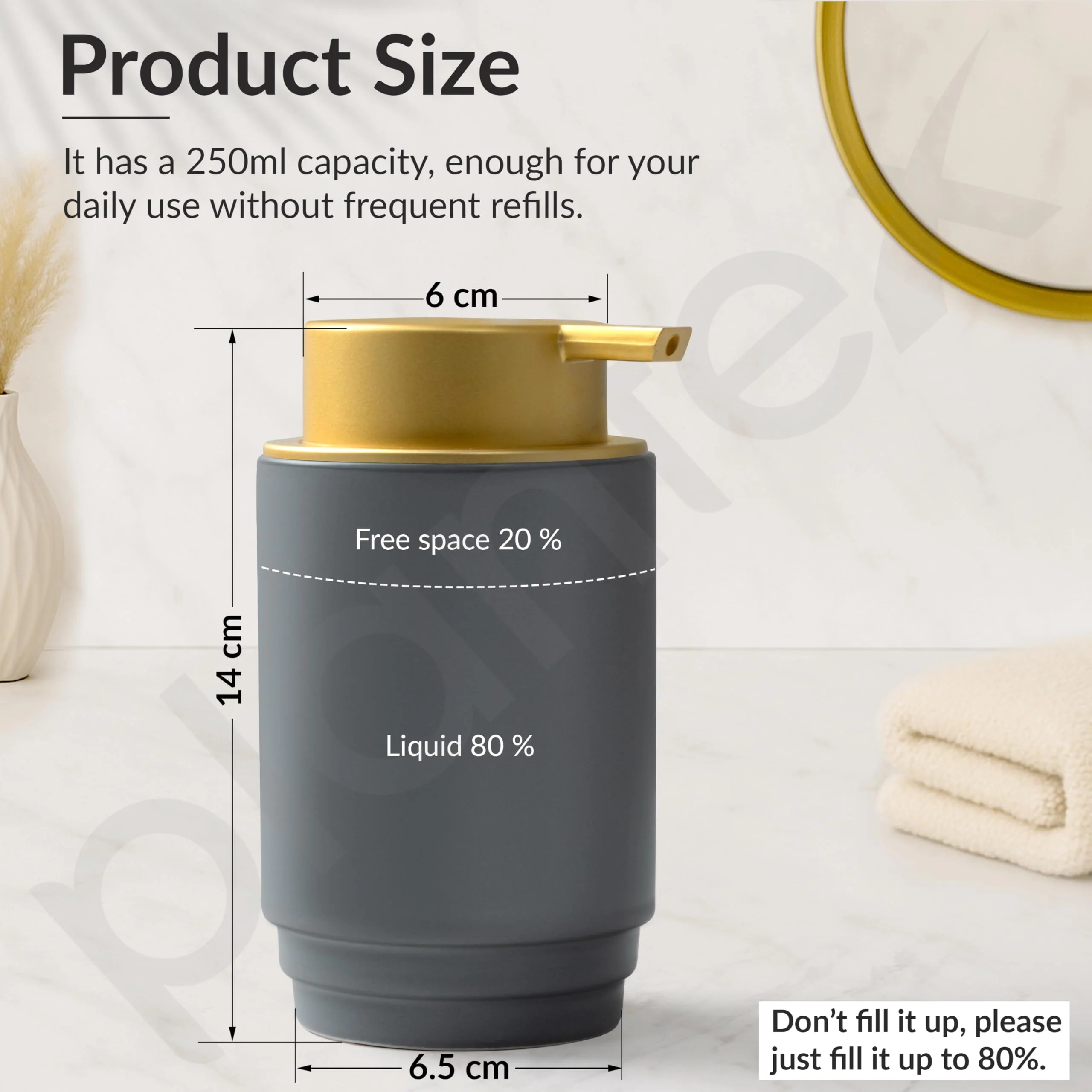 Plantex Ceramic Soap Dispenser for Washbasin/Hand Soap Dispenser/Soap Dispenser for Kitchen/Bathroom Accessories - Pack of 1 - Image 3