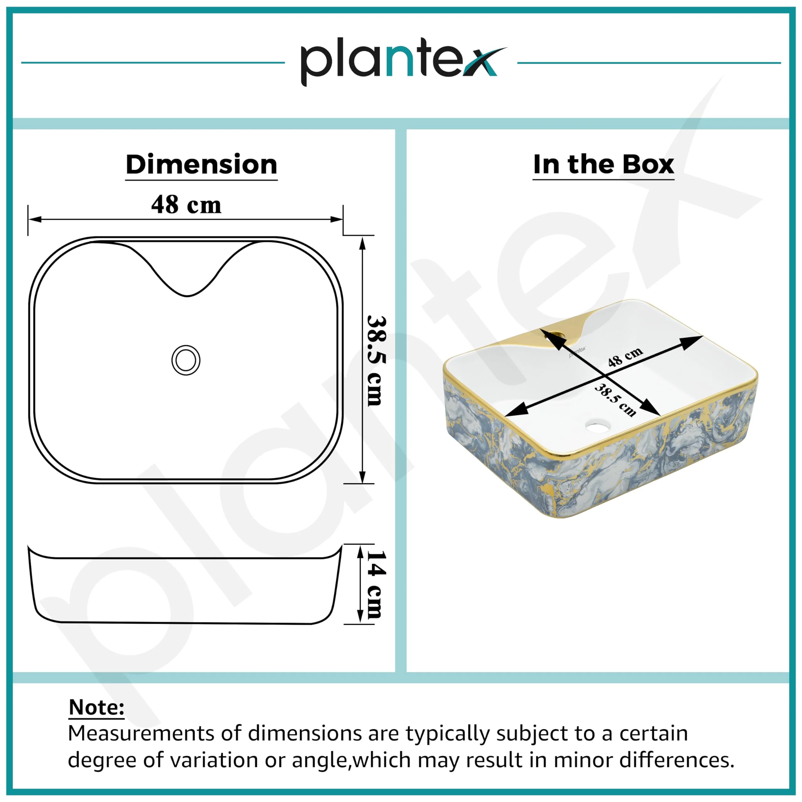 Plantex Ceramic TableTop Wash Basin/Countertop Basin for Bathroom/Small Washbasin/Bathroom Sink (19 x 15 x 5.5 Inch) - Image 2