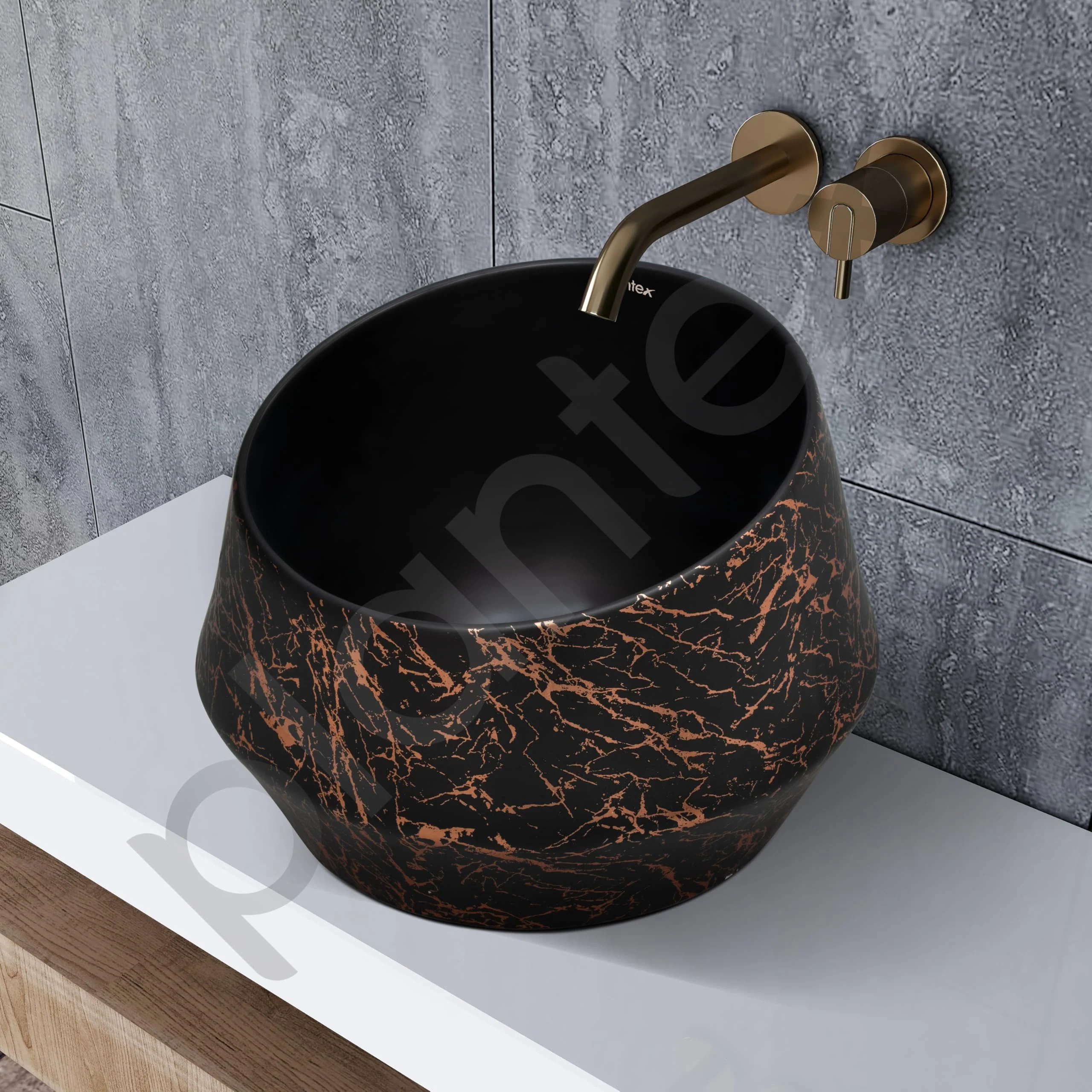 Plantex Ceramic Tabletop Washbasin/Bathroom Basin Sink/Basin for Bathroom/Wash Basin for Restaurant/Hotel (Black & Gold - 16.5 x 16.5 x 13 Inch) - Image 6