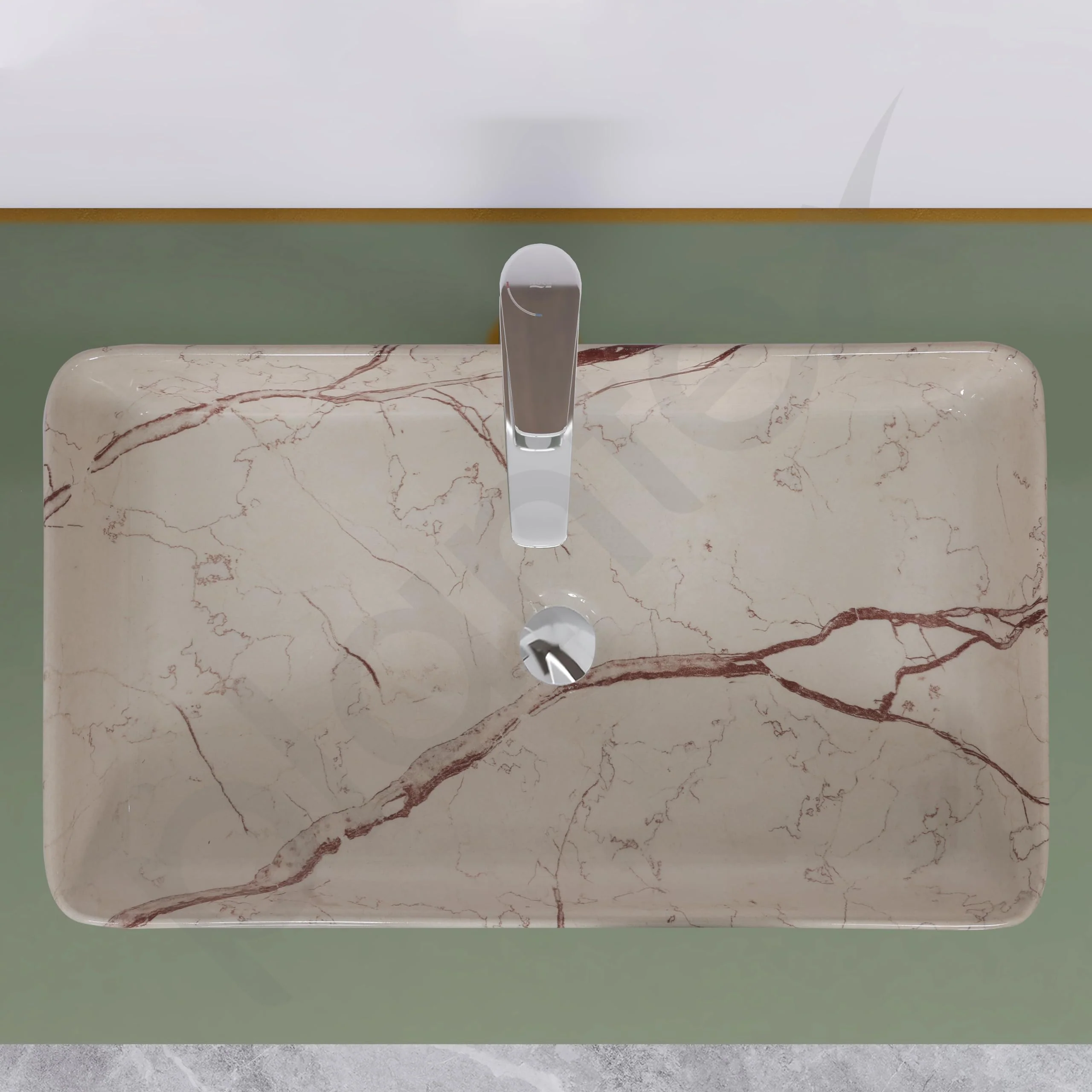 Plantex Ceramic Tabletop Washbasin/Bathroom Sink/Basin for Bathroom/Wash Basin for Restaurant, Hotel (Marble Finish, 24 x 13 x 5 Inch) - Image 6