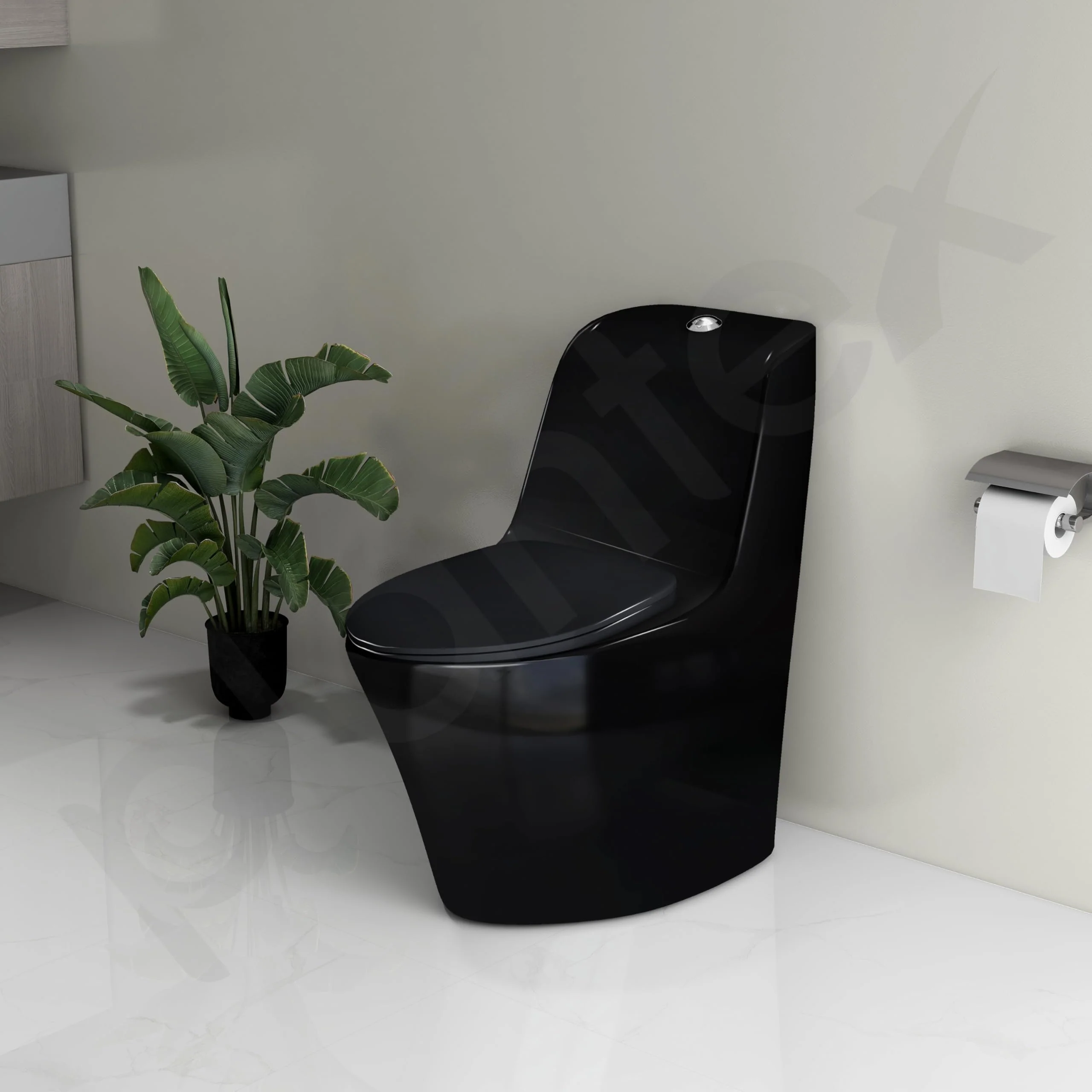 Plantex Ceramic Toilet for Commode/Siphonic Vacuum Jet Flush Ceramic Western Commode/One Piece Western Toilet with Soft Closing Toilet Seat - S Trap (Black) - Image 7