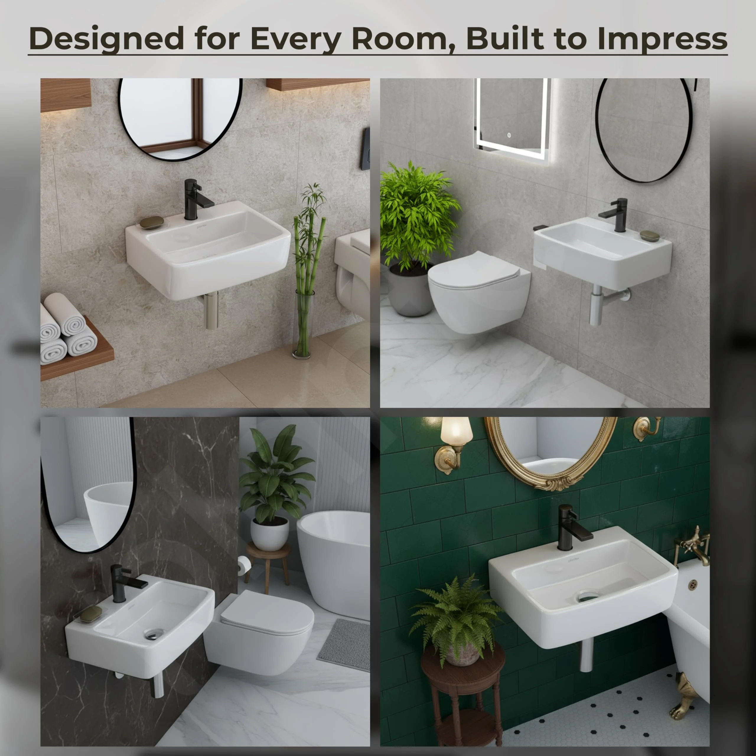 Plantex Ceramic Wall Hung Basin/Washbasin for Bathroom/Wall Mounted Wash Basin/Rectangle Sink for Home/Office (Bolt, White) - Image 5