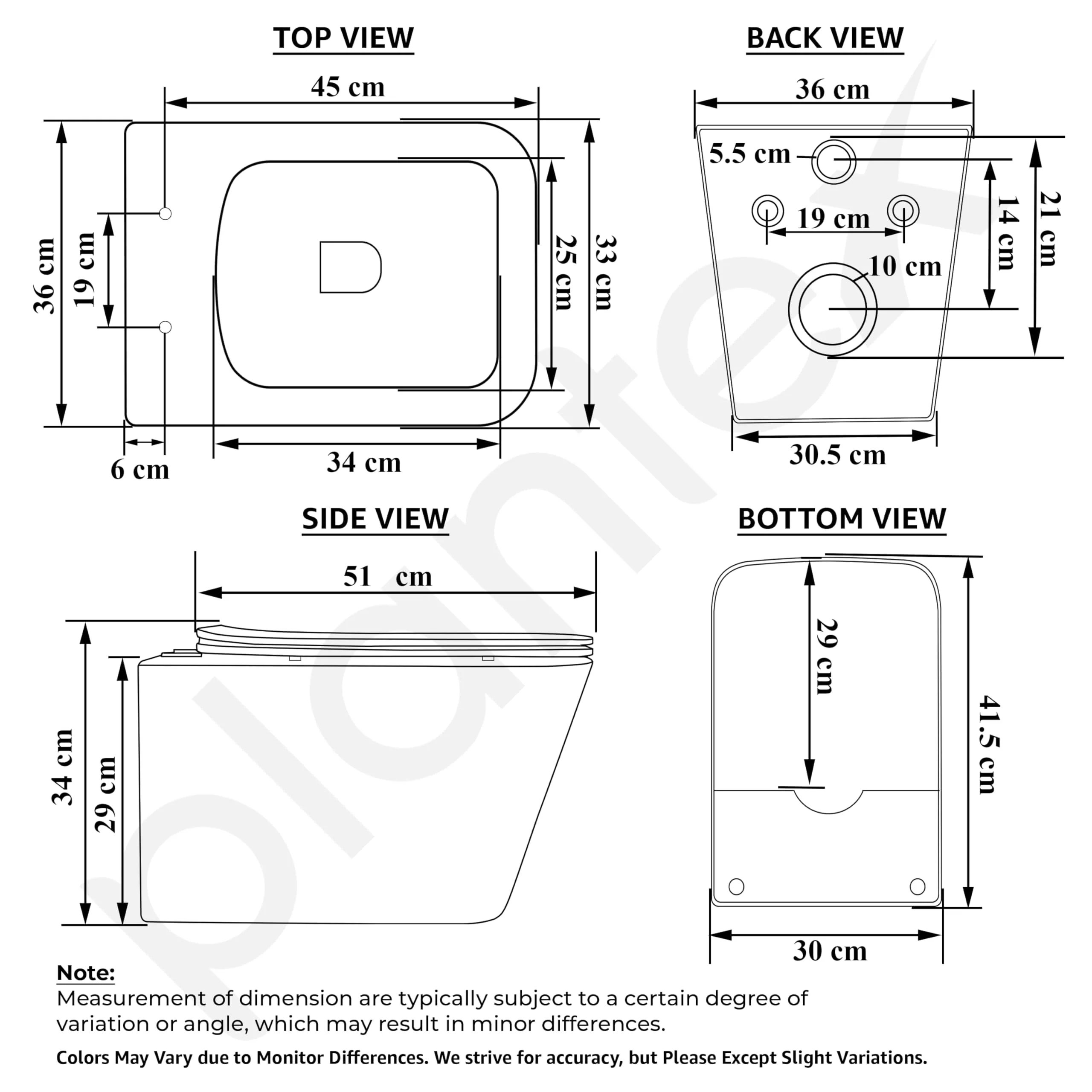Plantex Ceramic Wall Hung Commode for Toilet/Western Commode/Rimless Washdown Western Toilet with Soft Close Toilet Seat - P Trap - (LAS05, Brown) - Image 3