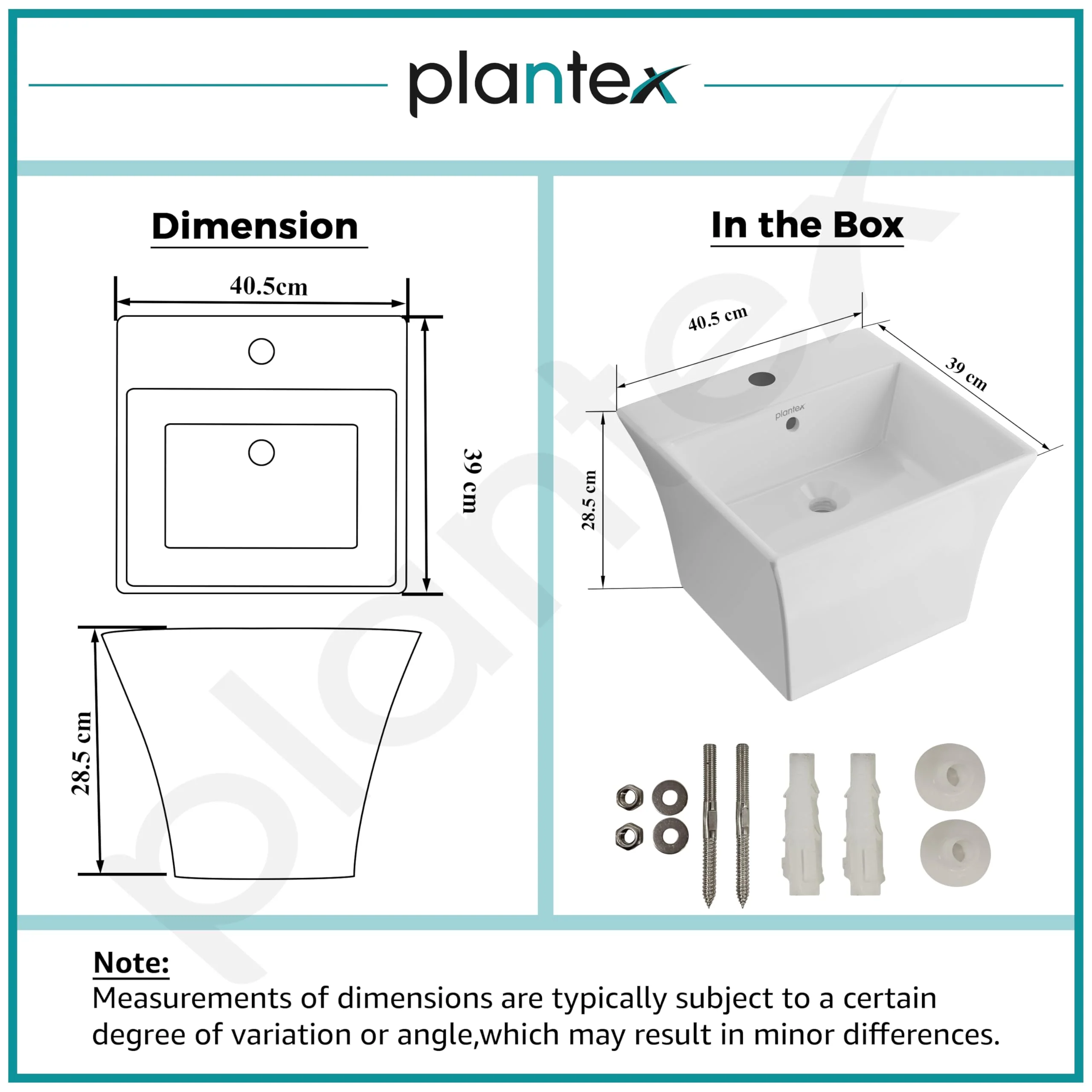 Plantex Ceramic Washbasin with 10 Years Glaze Warranty by Plantex/Half Pedestal Wash Basin for Bathroom/Wall Hung Basin for Home/Office/Hotels (Proton - White, 16 x15 x11 Inch) - Image 3