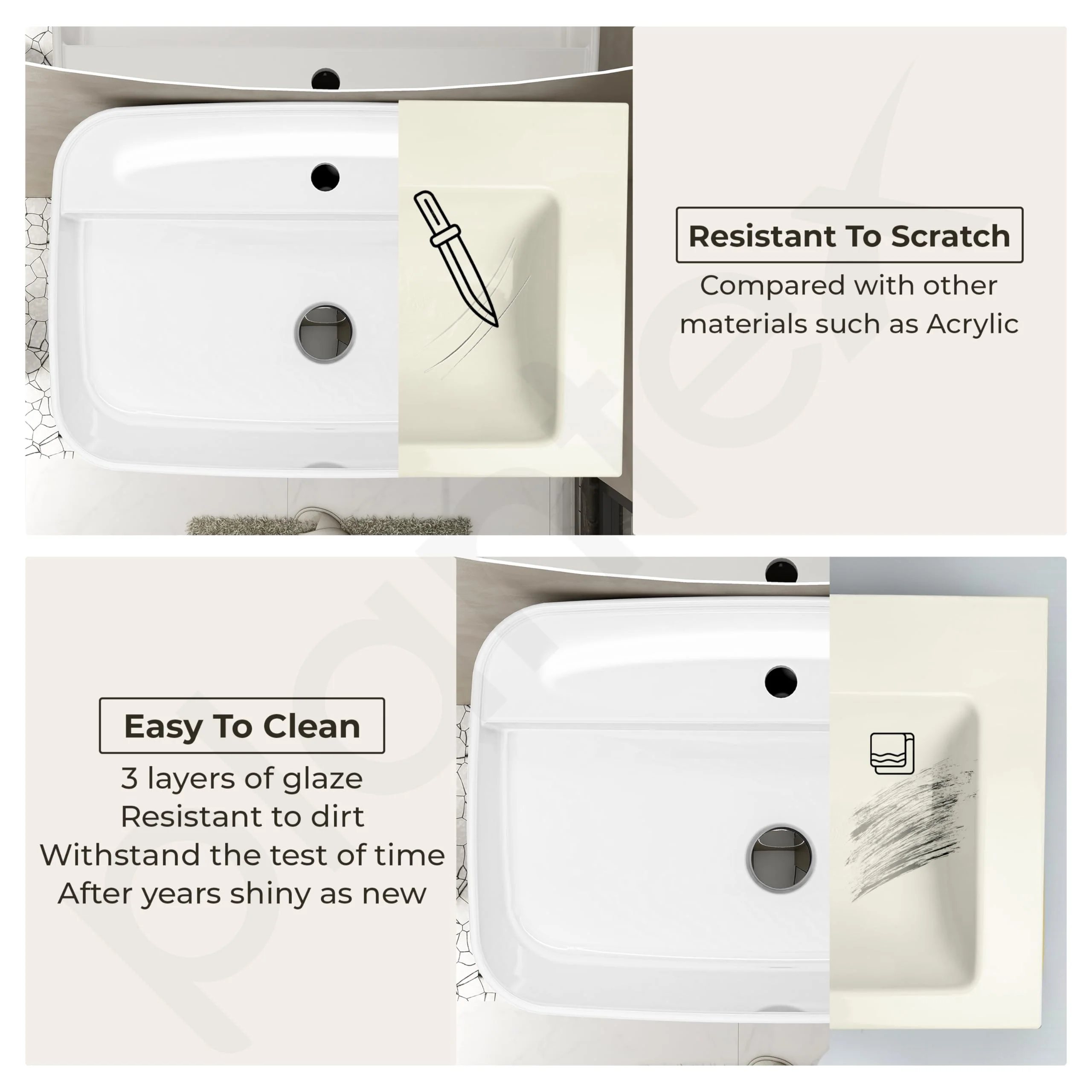 Plantex Ceramic Washbasin/Tabletop Wash Basin with 10 Years Glaze Warranty by Plantex/Wash Basin for Bathroom/Home/Office/Hotels (White - 24 x 15.5 x 6 Inch) - Image 7