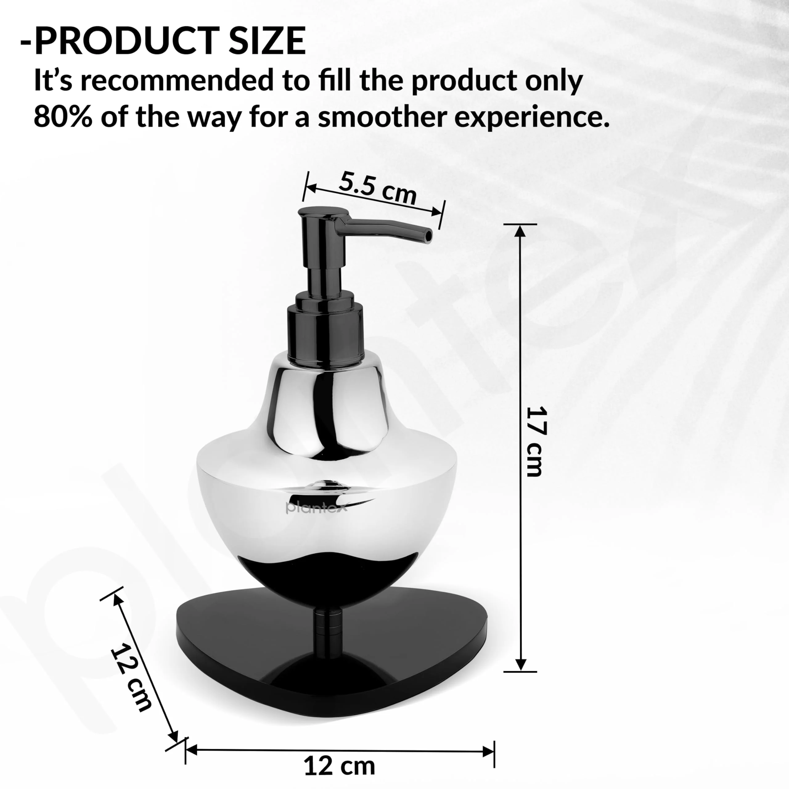 Plantex Chrome & Black Stainless Steel and Acrylic Shampoo Dispenser for Bathroom/Handwash Dispenser - Pack of 1 - Image 4