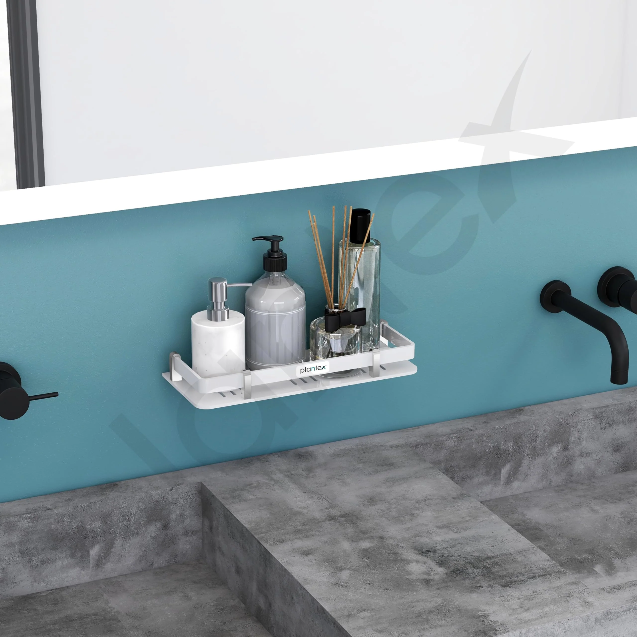 Plantex Deluxe Acrylic Bathroom Shelf (12x5 Inches, White, Matte) - Image 2