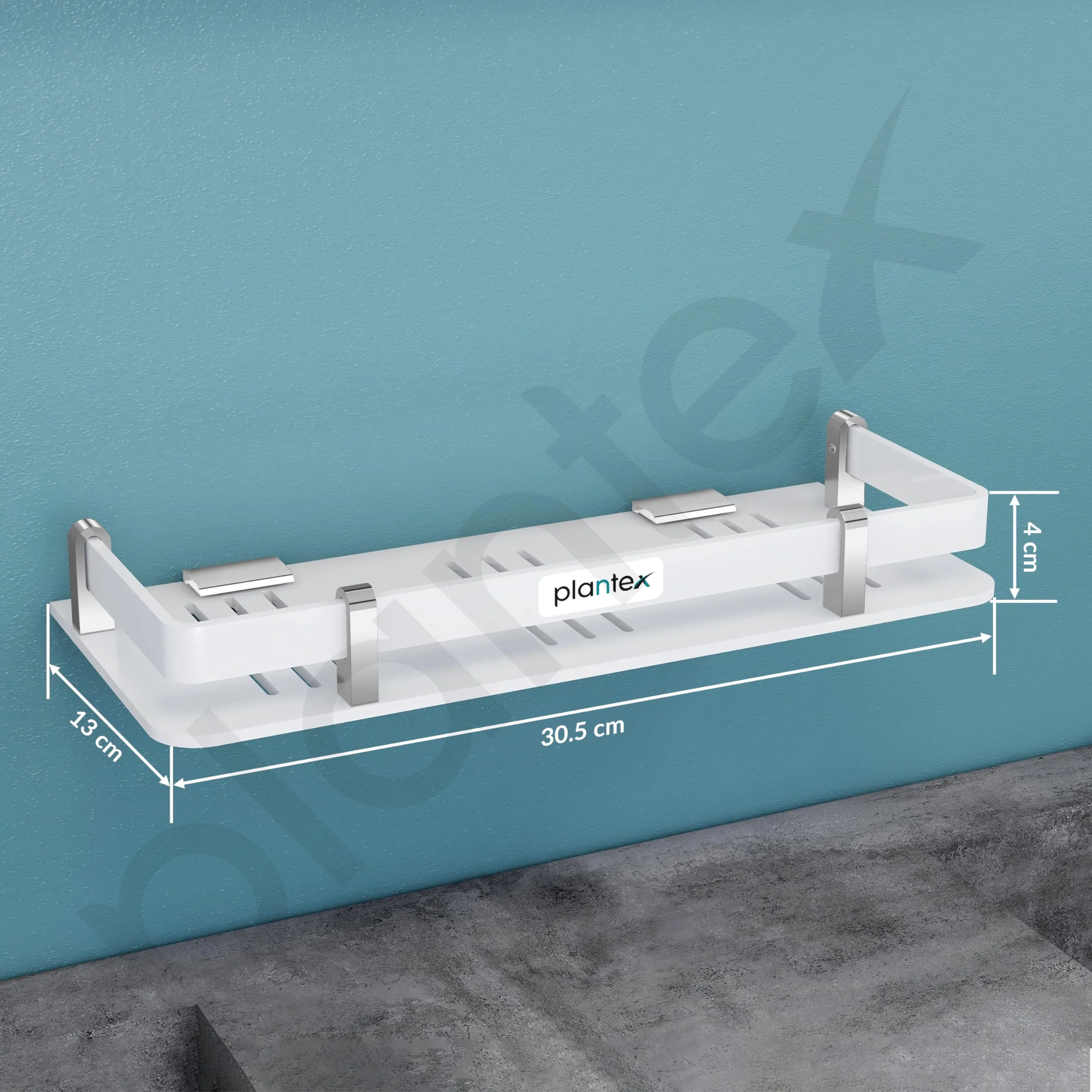 Plantex Deluxe Acrylic Bathroom Shelf (12x5 Inches, White, Matte) - Image 3