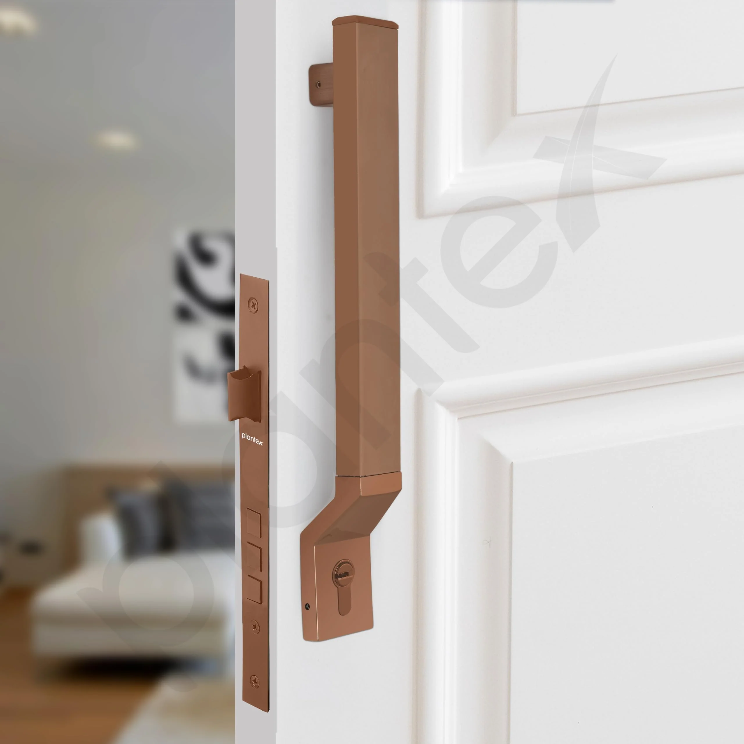 Plantex Door Handle/15 Inch Door Handle with Lock/Stainless Steel Handle Set for Home/Office/Door Accessories (Pack of 1, Rose Gold) - Image 6