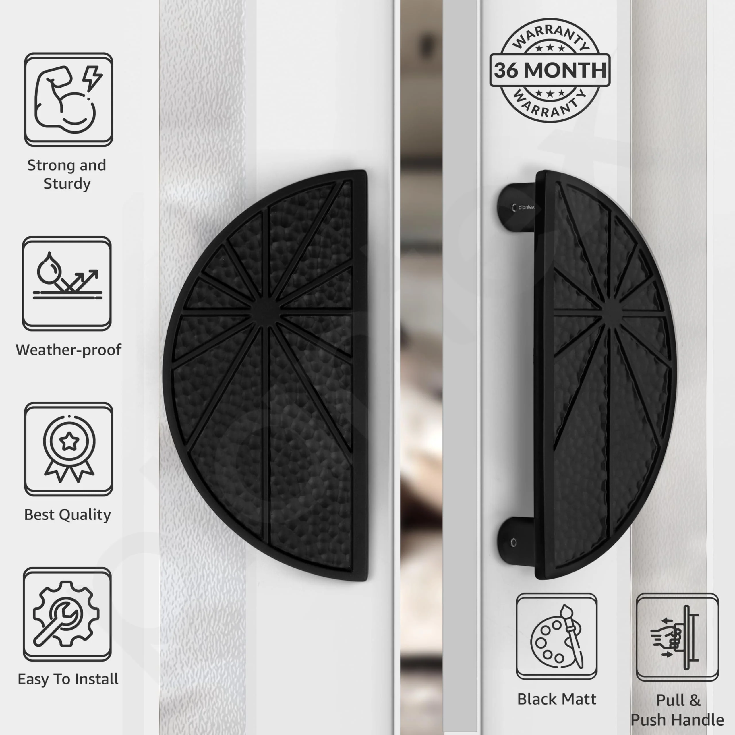 Plantex Door Handle/8 Inch Main Door Handle/Door Handle for Home/Pull-Push Door Handle/Door Accessories - Pack of 1 (Black) - Image 2