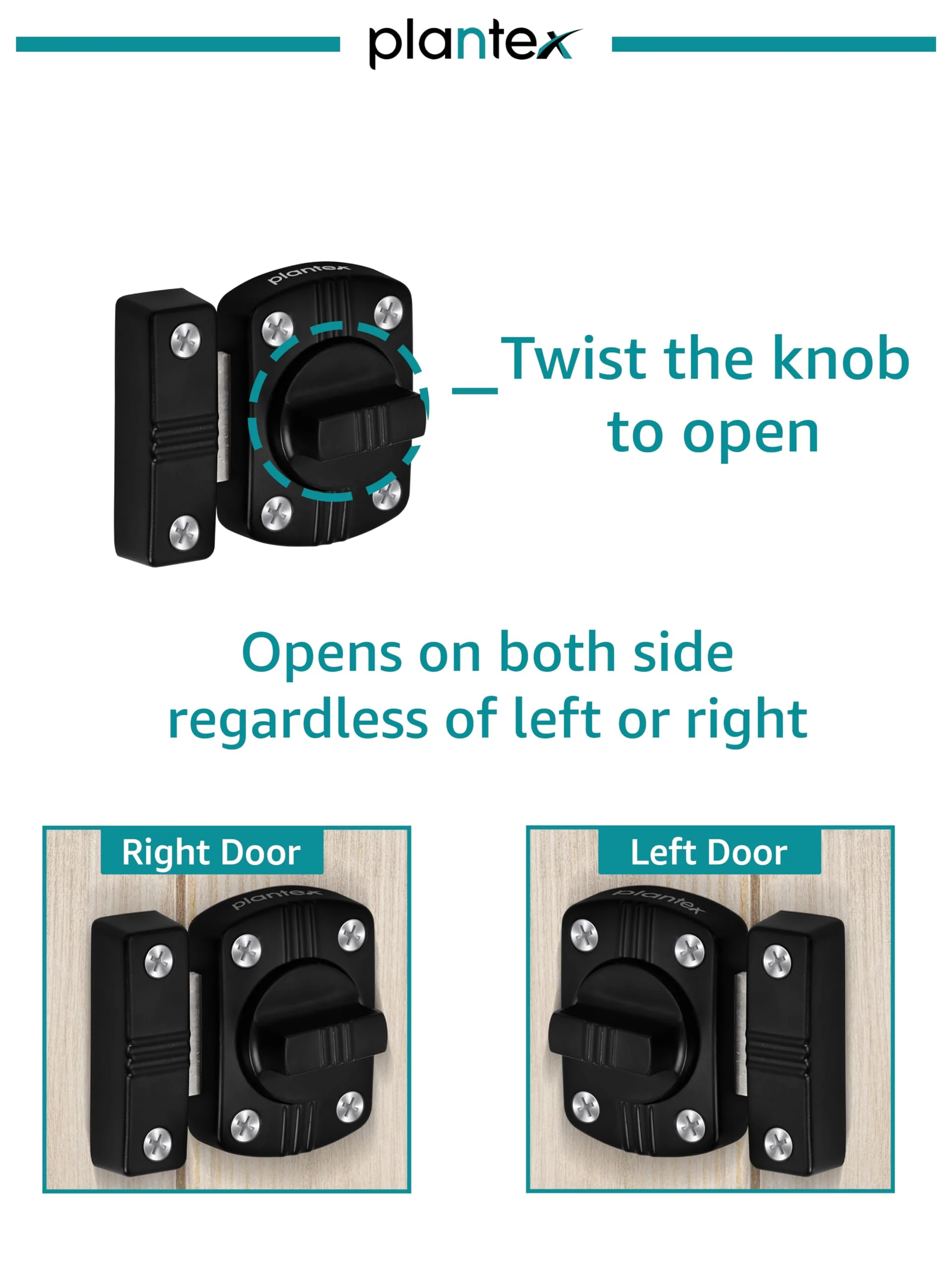 Plantex Door Latch Lock for Door/Baby Latch for Bathroom/Door Stopper/Latch Lock for Main Door -Pack of 1 (Black) - Image 5