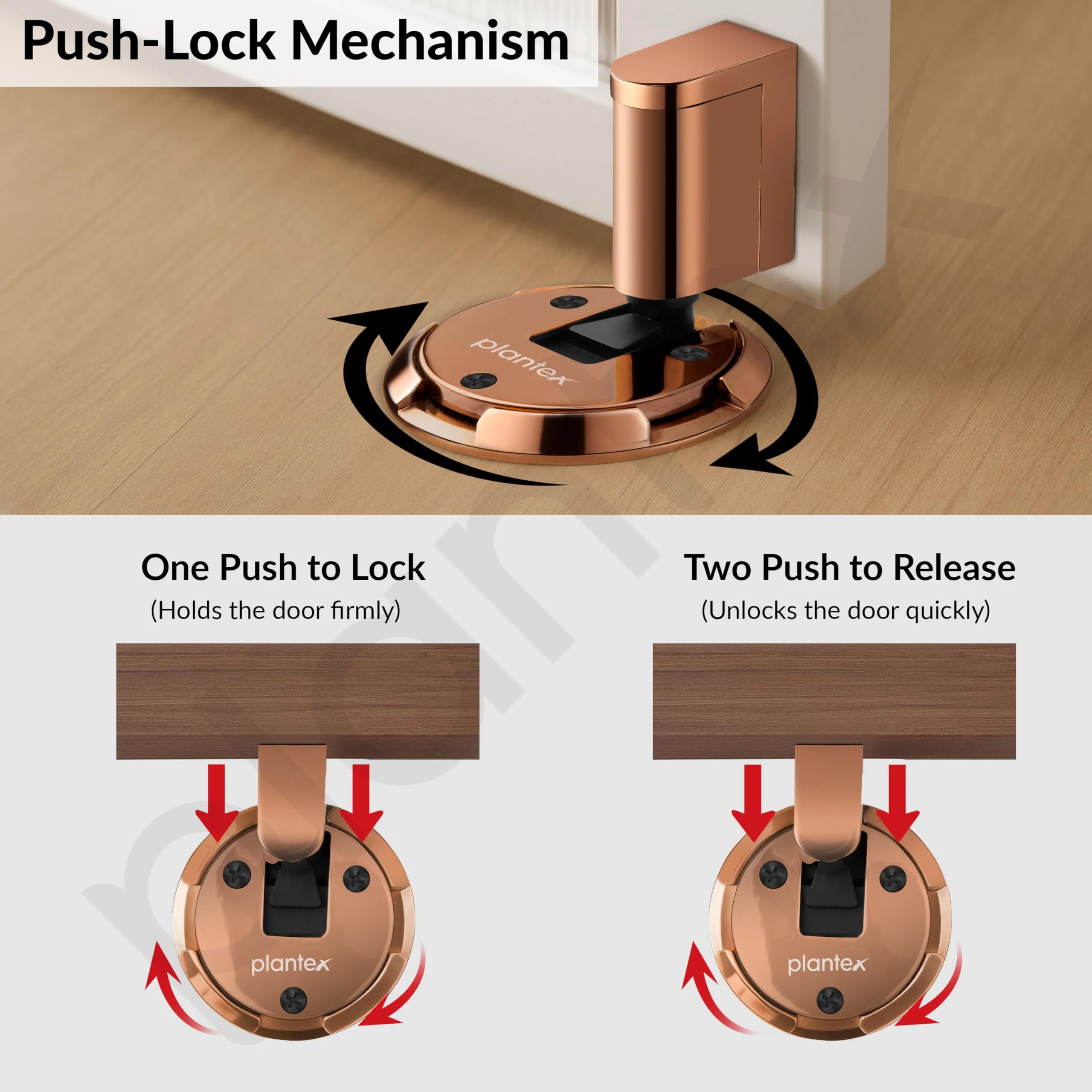 Plantex Door Stopper for Home/Floor Mounted Doors Stopper/Door Stoppers for Hotel/Office -Pack of 1 (Rose Gold) - Image 5