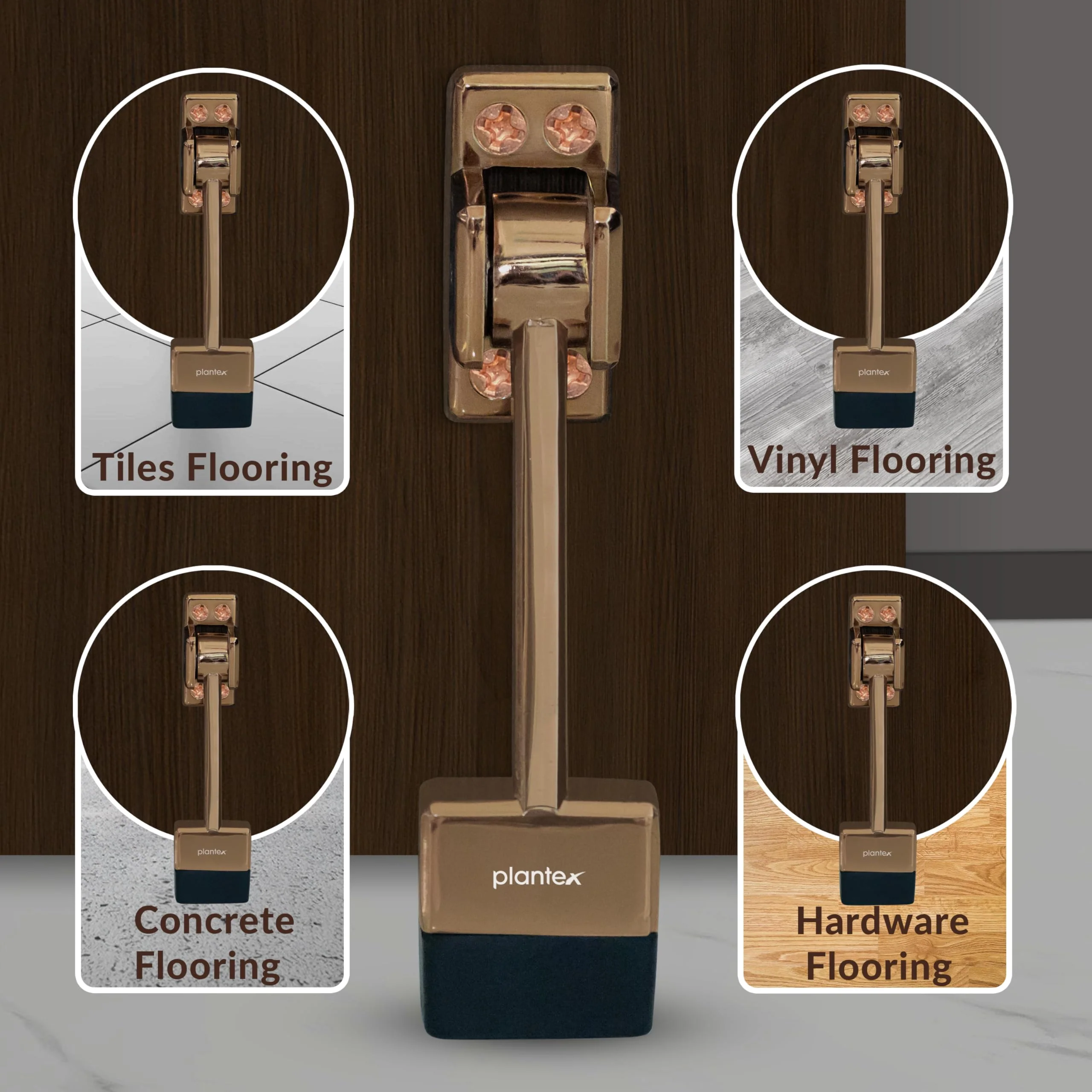 Plantex Door Stopper for Main Door/Stopper with Rubber Grip 5-Inch/Stoppers for Wooden Door - (Rose Gold) - Image 2
