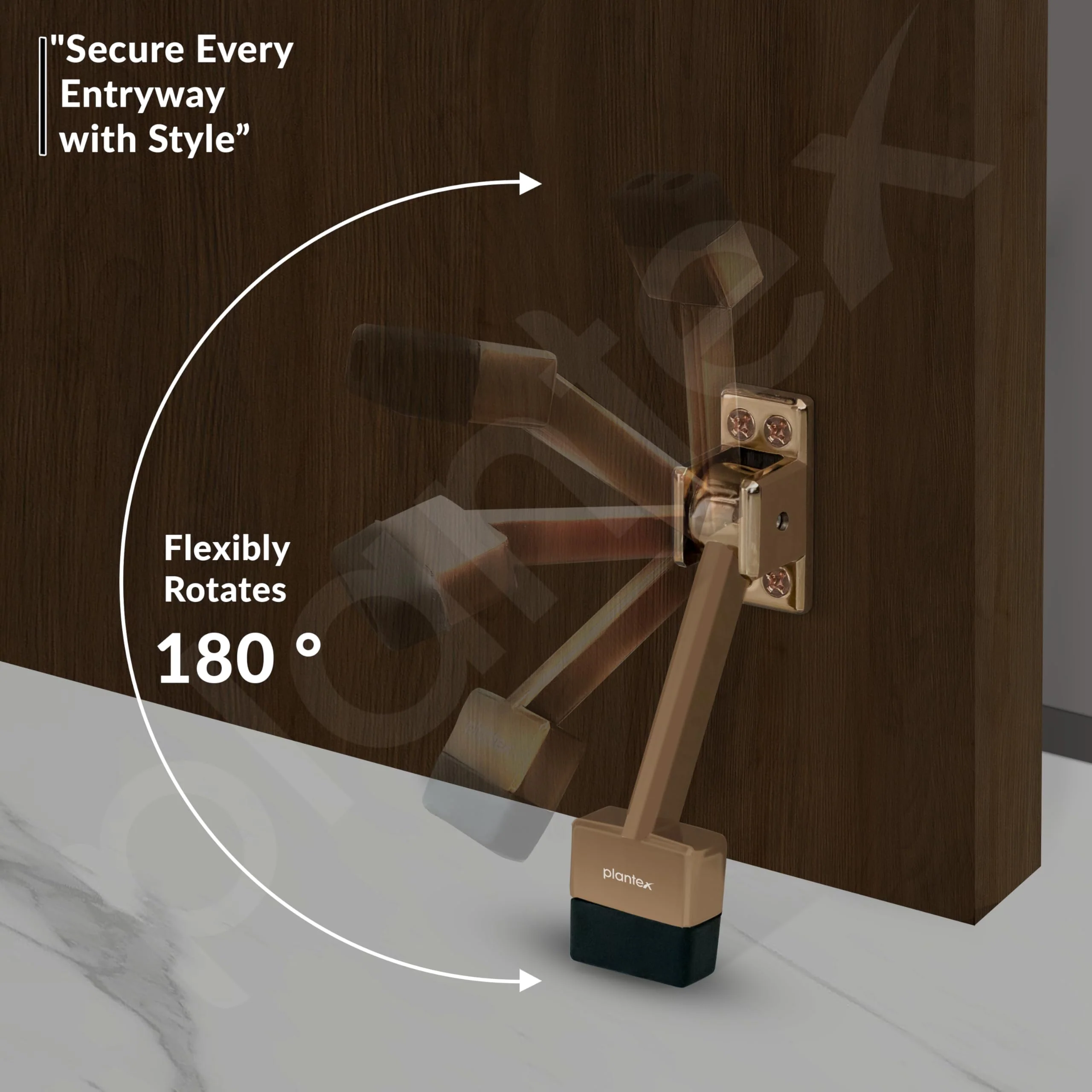 Plantex Door Stopper for Main Door/Stopper with Rubber Grip 5-Inch/Stoppers for Wooden Door - (Rose Gold) - Image 4