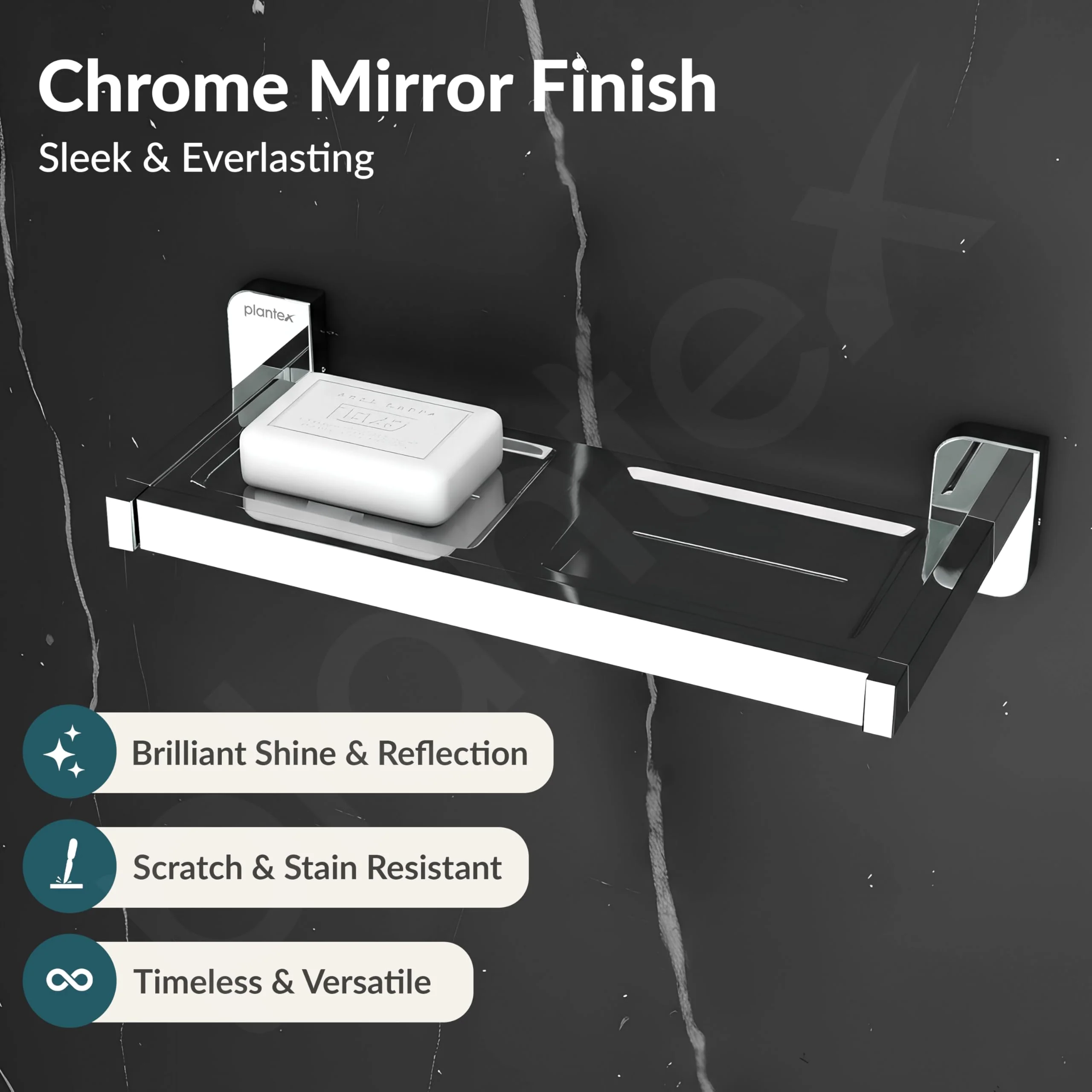 Plantex Double Soap Dish for Bathroom/304 Grade Stainless Steel Dual Soap Case/Soap Stand/Soap Holder/Bathroom Accessories - Pack of 1 (1913, Chrome) - Image 3
