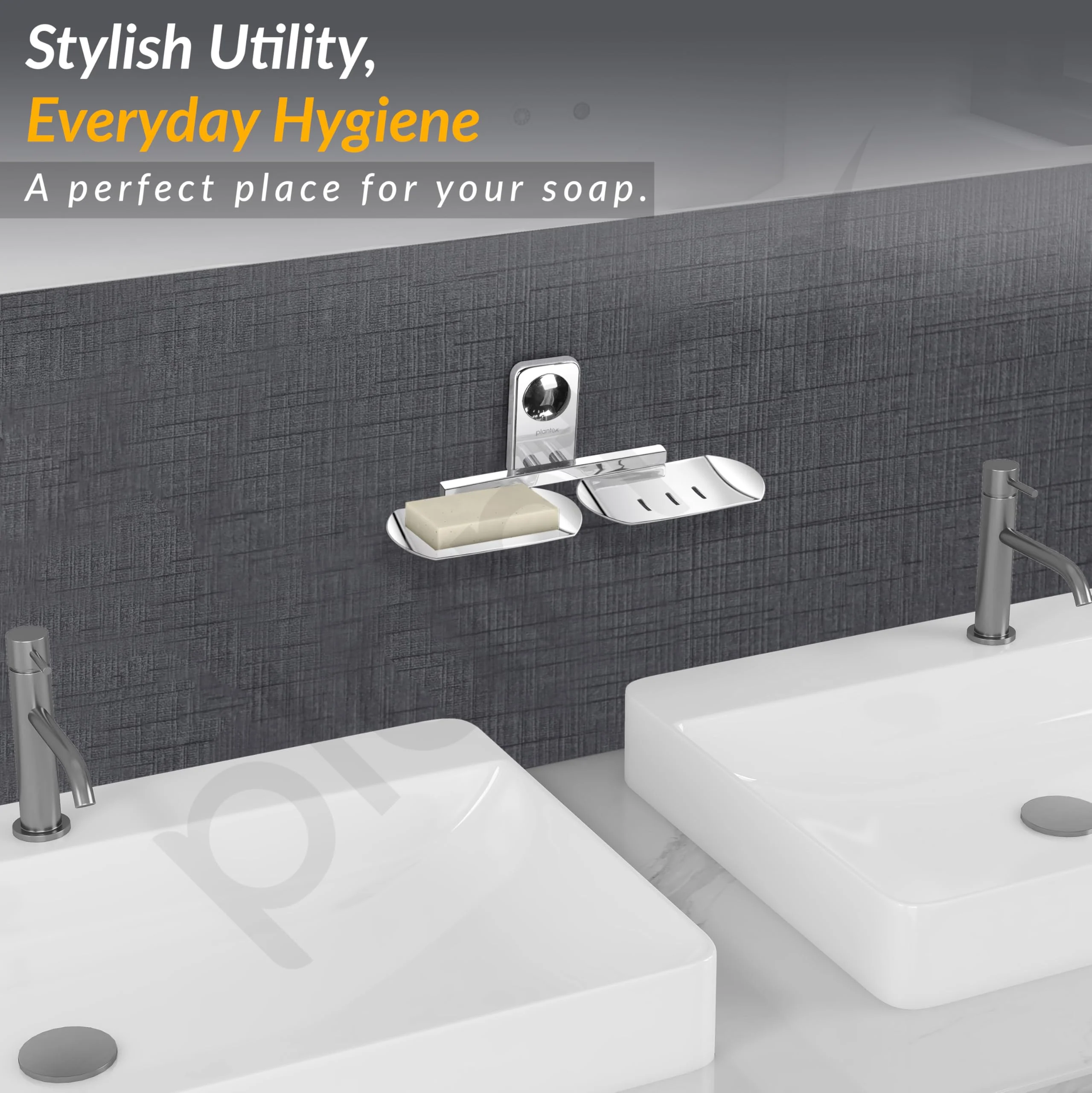 Plantex Double Soap Dish/Stainless Steel Soap Holder/Stand/Case/Soap Storage for Bathroom/Bathroom Accessories - Pack of 1 (Chrome) - Image 4