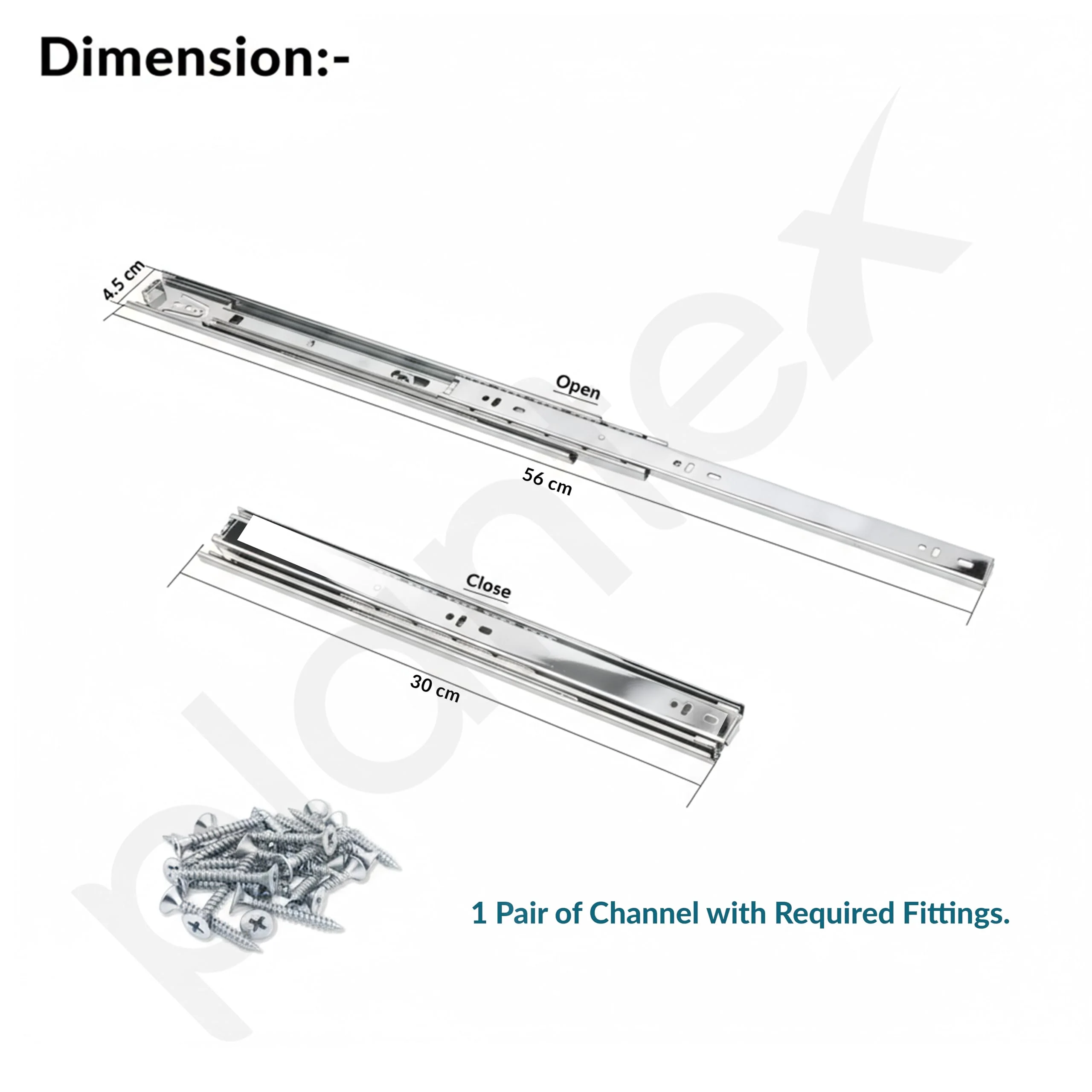 Plantex Drawer Channel/Regular Close Ball Bearing Channel for Drawer/Telescopic Drawer Channel Slide for Wooden & Metals Drawers in Kitchen, Wardrobe, (12-Inch,Silver) 1 Pair Set - Image 3