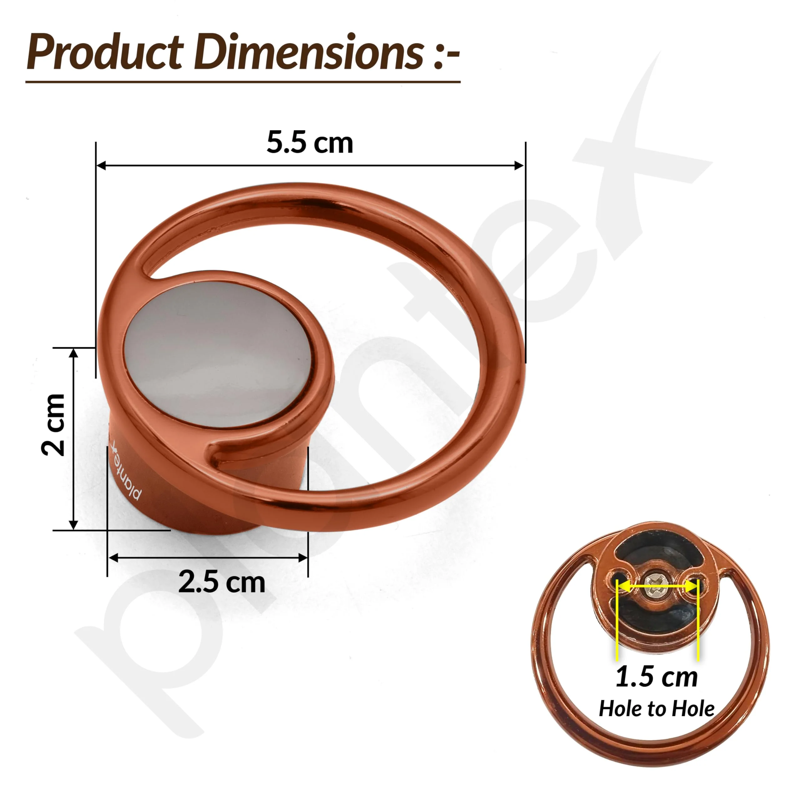 Plantex Drawer Knobs/Ring Drawer Kadi/Pull-Push Knobs for Kitchen/Bedroom Drawer - Pack of 4 (Rose Gold & Satin Black) - Image 2
