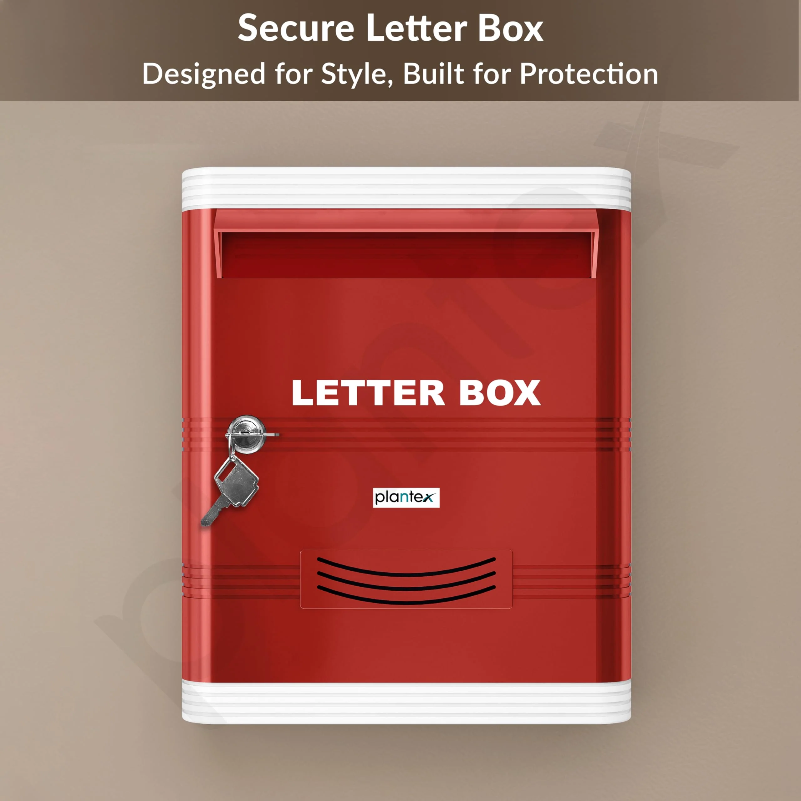 Plantex Durable Plastic Letter Box/Suggestion Box for Office/Letter Box for Home gate with Key Lock/Complaint Box/Mail Box - (Red & White), Wall Mounted - Image 6