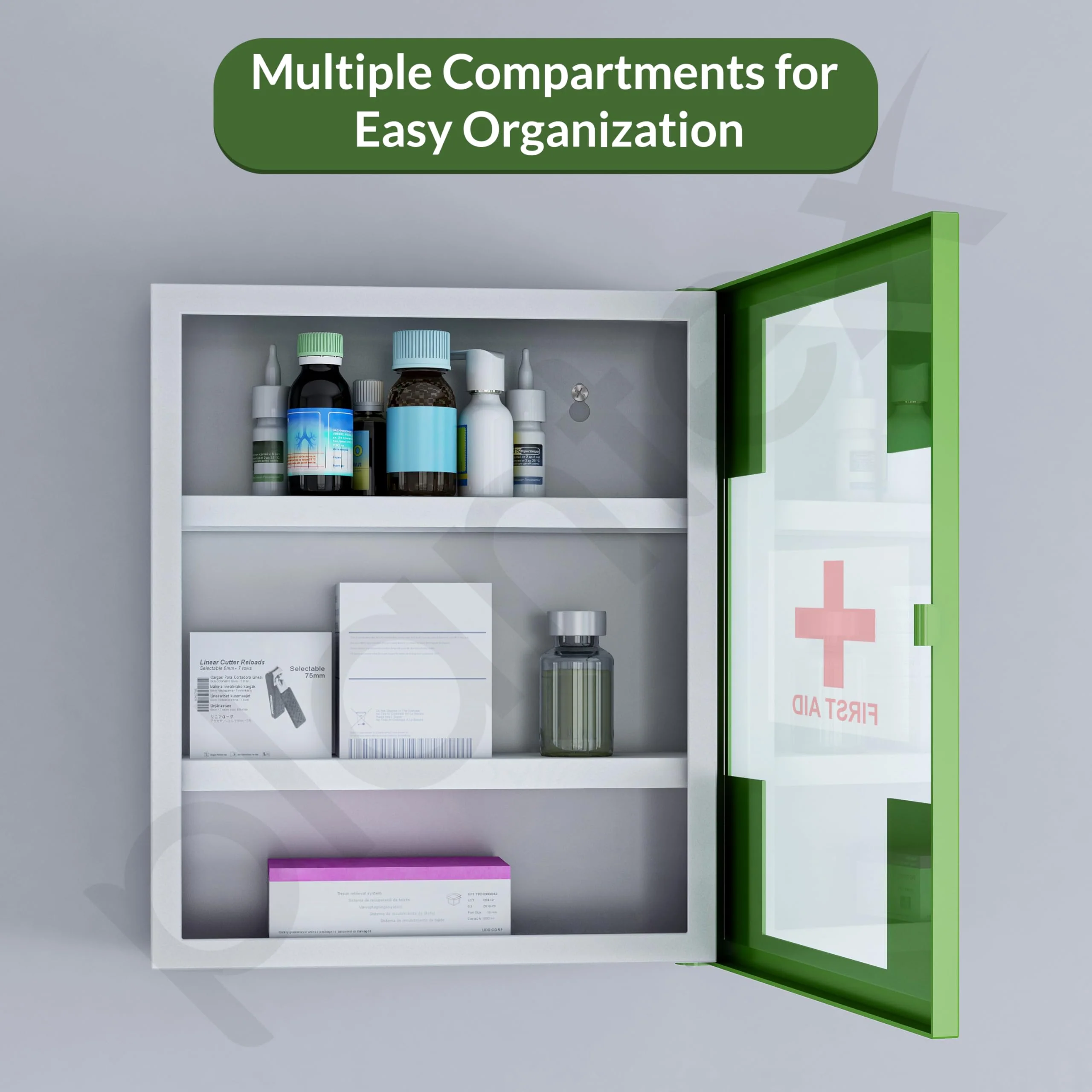 Plantex First Aid Box/Medical Box/Emergency First Aid Kit Box Without Key/Medicine Storage Box for Home, School & Office with Multi Compartment - (Green & White) - Image 6