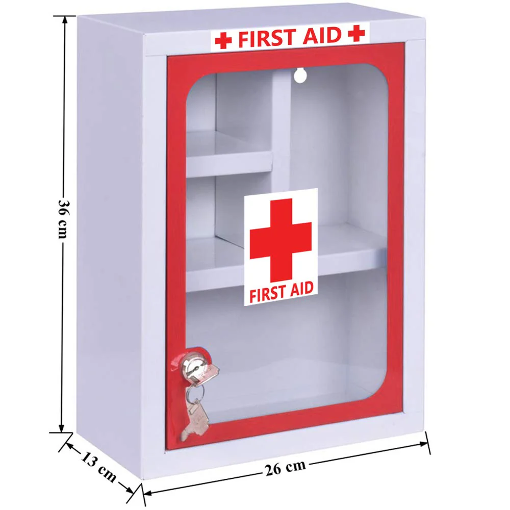 Plantex First Aid Box/Medicine Storage Box/Emergency First Aid Kit Box/Medical Box for Home, School & Office/Medicine Organizer with Multi Compartment - (Red & White) – Big Size Wall Mount – GI Steel - Image 4