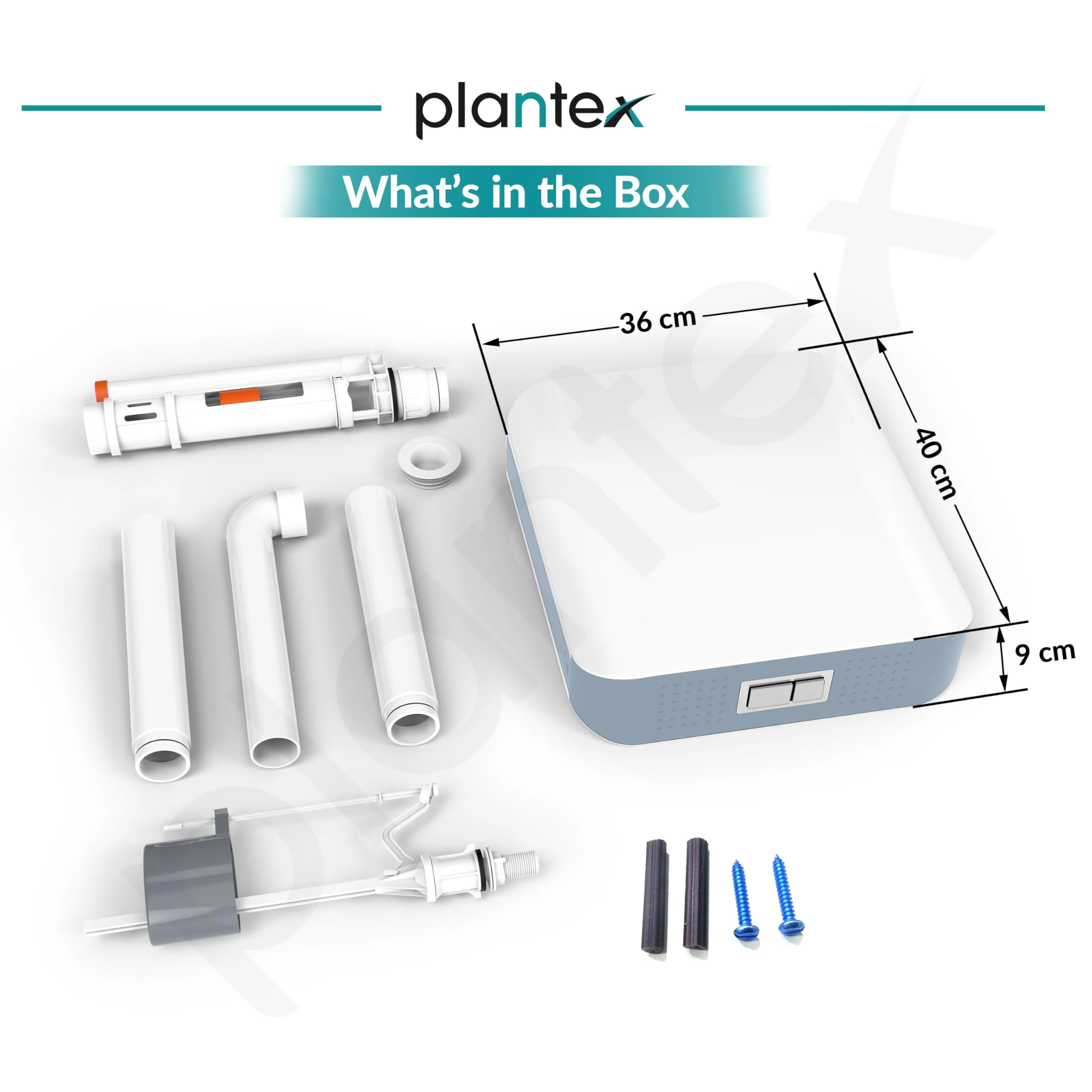 Plantex Flush Tank for Toilet/7 LTR Water Capacity Polypropylene Toilet Flush Tank/Slim and Dual Tone Cistern with Internal Accessories - Pack of 1 (Grey & White) - Image 3