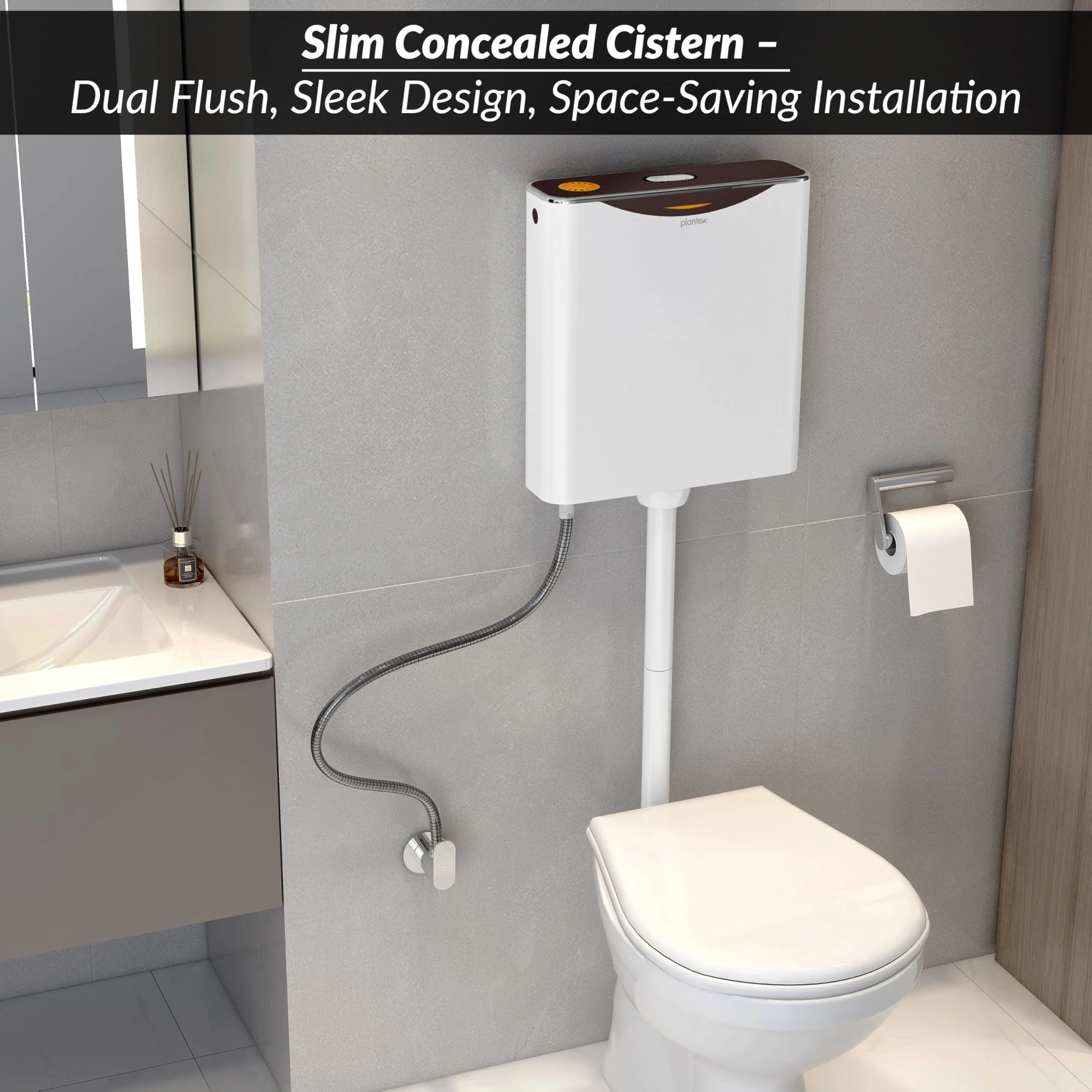 Plantex Flush Tank for Toilet with 10 Ltr Water Capacity/Dual Flushing Cistern for Bathroom/Polypropylene Toilet Flush Tank - Pack of 1 (Boss, Brown & White) - Image 7