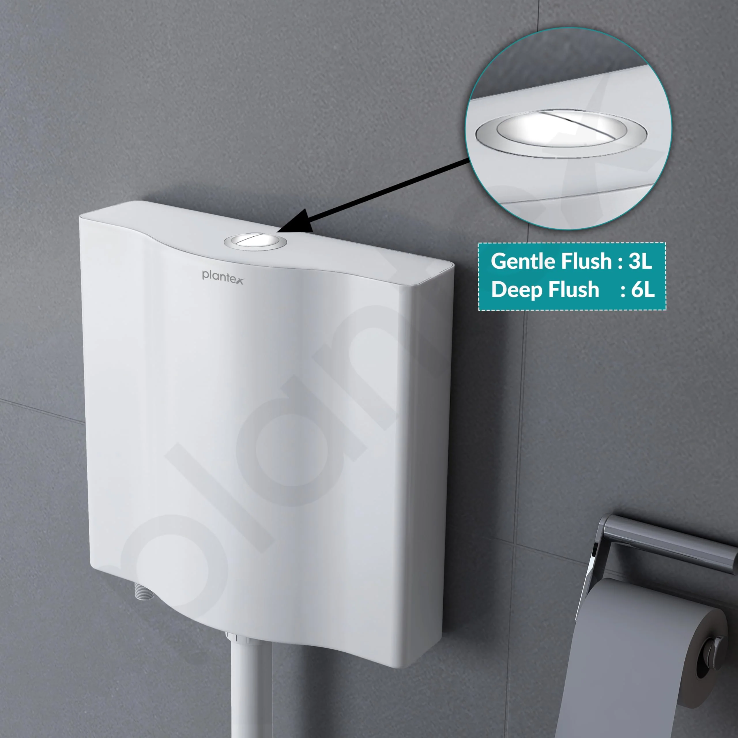 Plantex Flush Tank for Toilet with 8 LTR Water Capacity/Polypropylene Toilet Flush Tank/Flushing Cistern for Bathroom - Pack of 1 (White) - Image 5