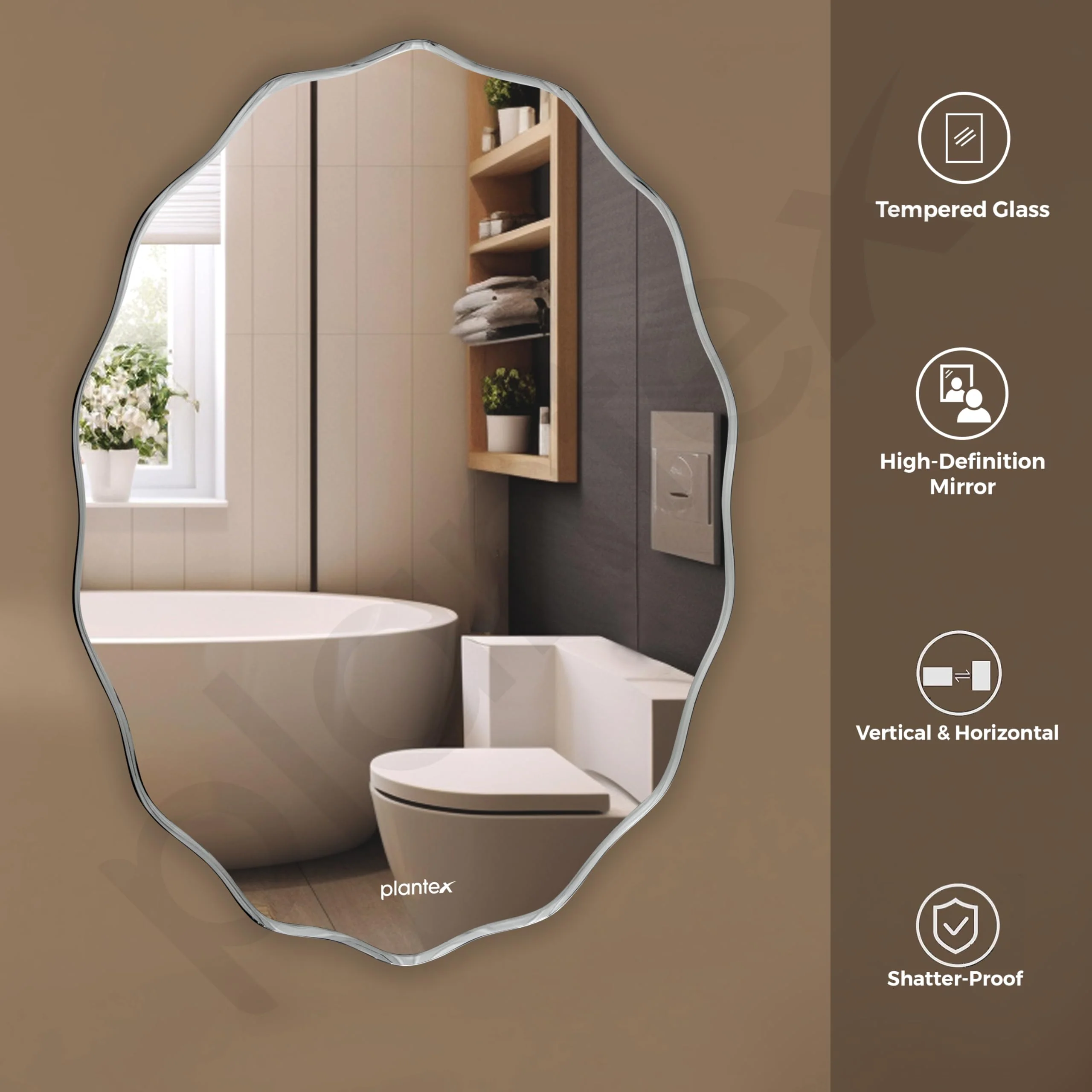 Plantex Frameless Oval Mirror for Wall/Mirror with Beveled Smooth Edges/Mirror for Bathroom/Dressing Room/Living Room/Bedroom/Entryway - (18 X 24 Inch) - Image 2