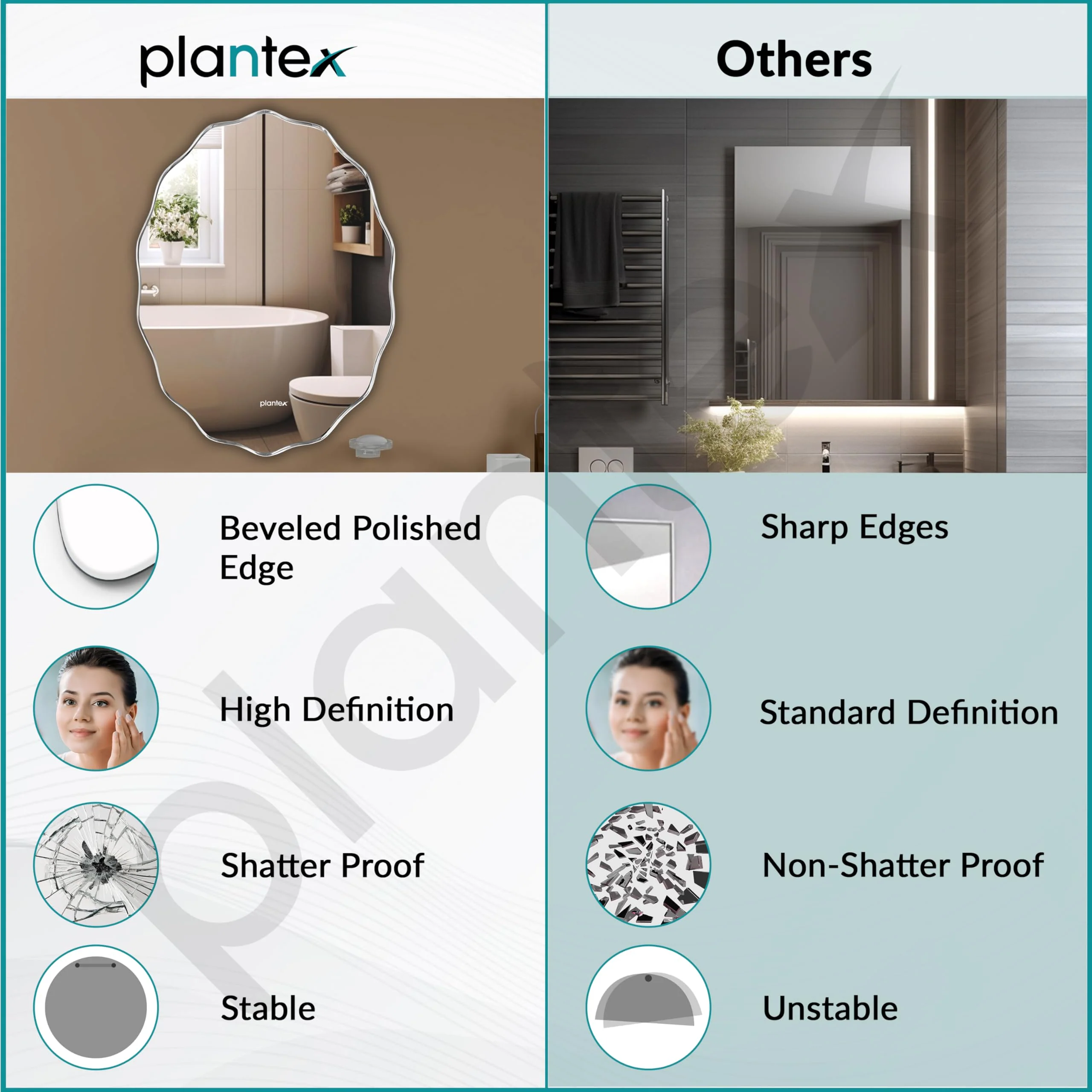 Plantex Frameless Oval Mirror for Wall/Mirror with Beveled Smooth Edges/Mirror for Bathroom/Dressing Room/Living Room/Bedroom/Entryway - (18 X 24 Inch) - Image 5