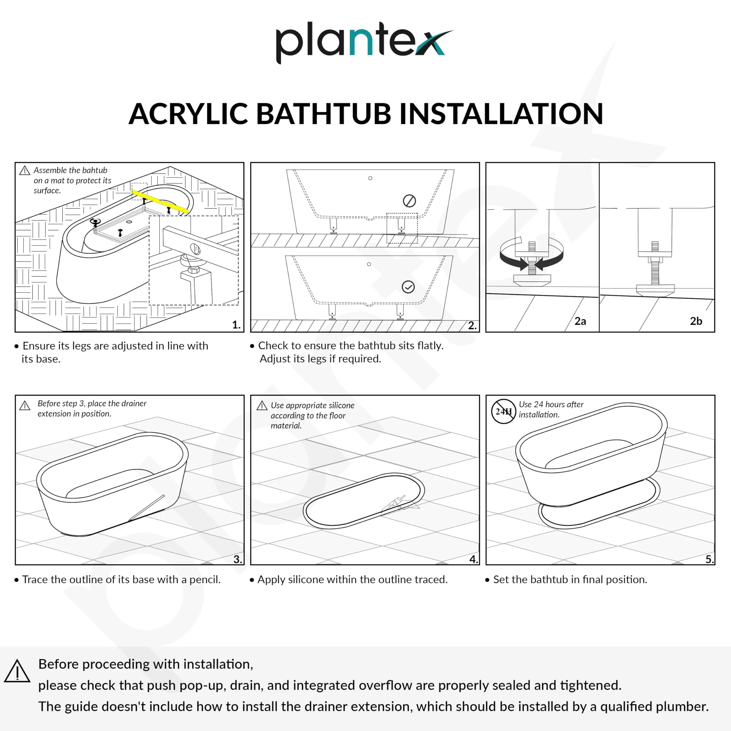 Plantex Freestanding Bathtub For Bathroom/Bath tub for Adults/Deep Soaker Bathtub with Overflow, Popup and Drain Pipe (BSM-219-White-1700mm) - Image 4