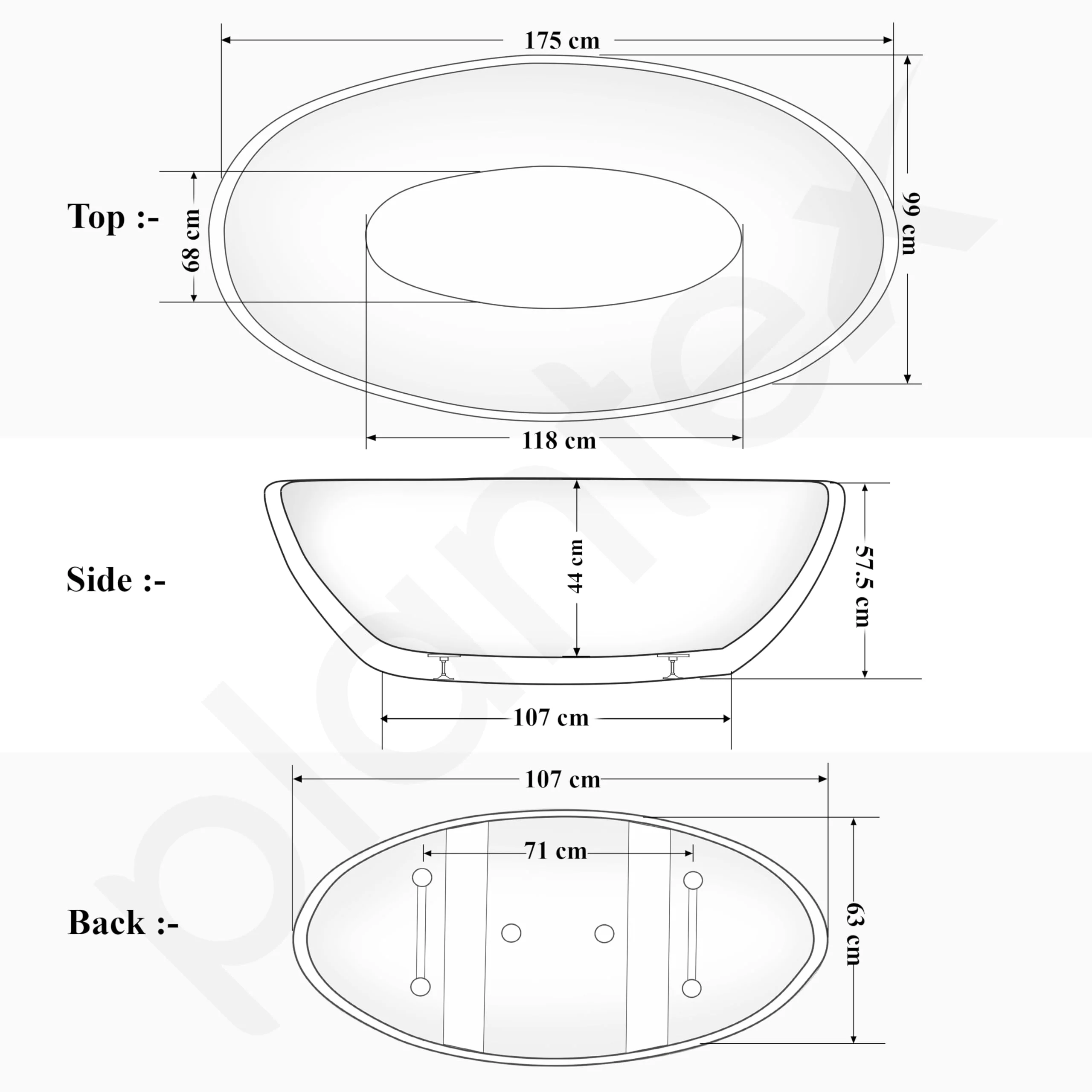 Plantex Freestanding Bathtub For Bathroom/Bath tub for Adults/Deep Soaker Bathtub with Overflow,Popup and Drain Pipe (BSM-223-White -1700mm) - Image 3