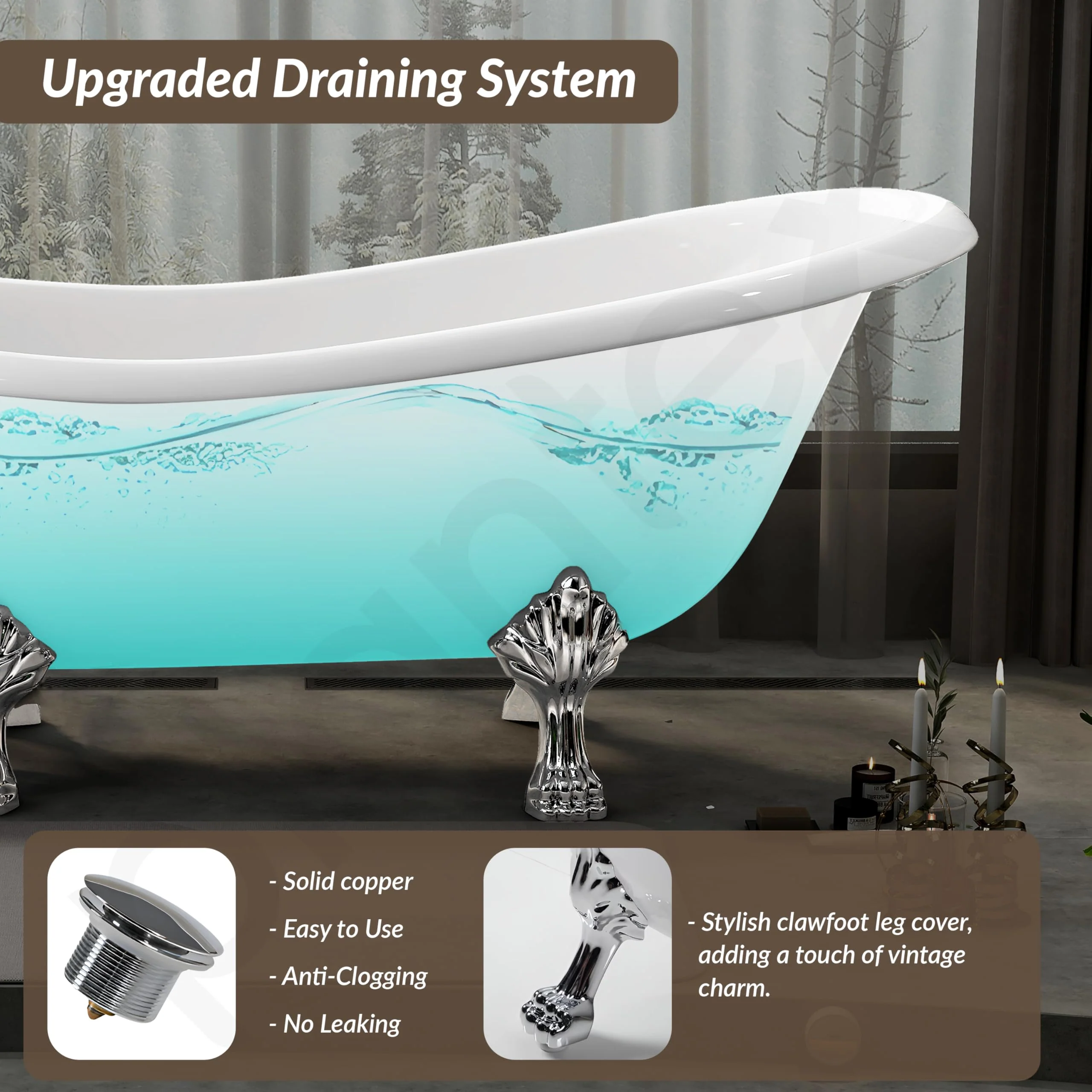 Plantex Freestanding Bathtub For Bathroom/Bath tub for Adults/Deep Soaker Bathtub with Overflow,Popup and Drain Pipe (BSM-404-White-1700mm) - Image 6