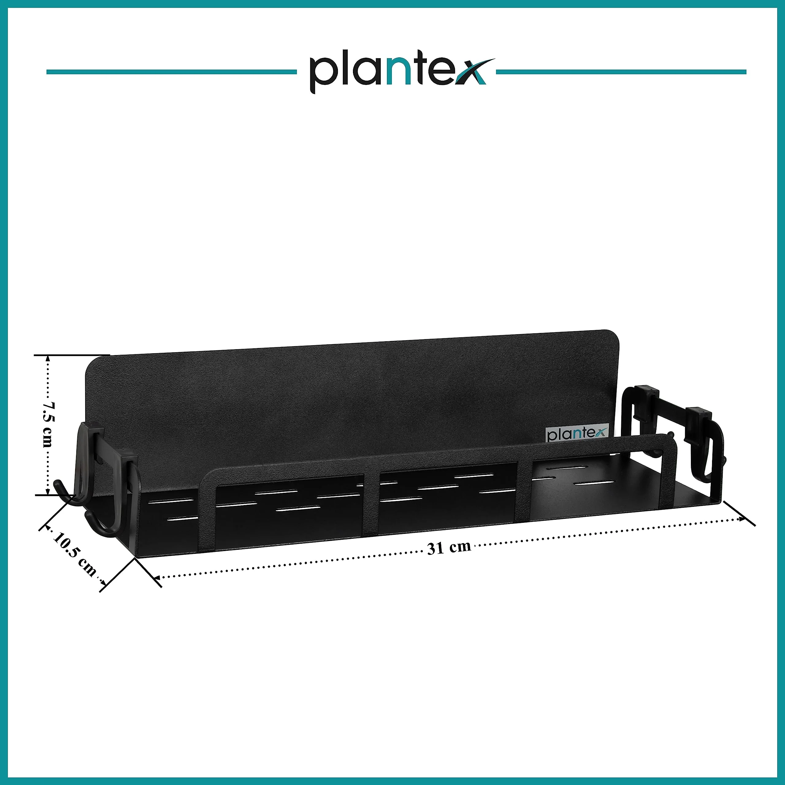 Plantex GI Steel Magnetic Refrigerator Shelf with Hook/Magnetic Shelf for Fridge/Spice Rack for Kitchen/Shelf for Bathroom/Bathroom Organiser - Pack of 1 (Black) - Image 4