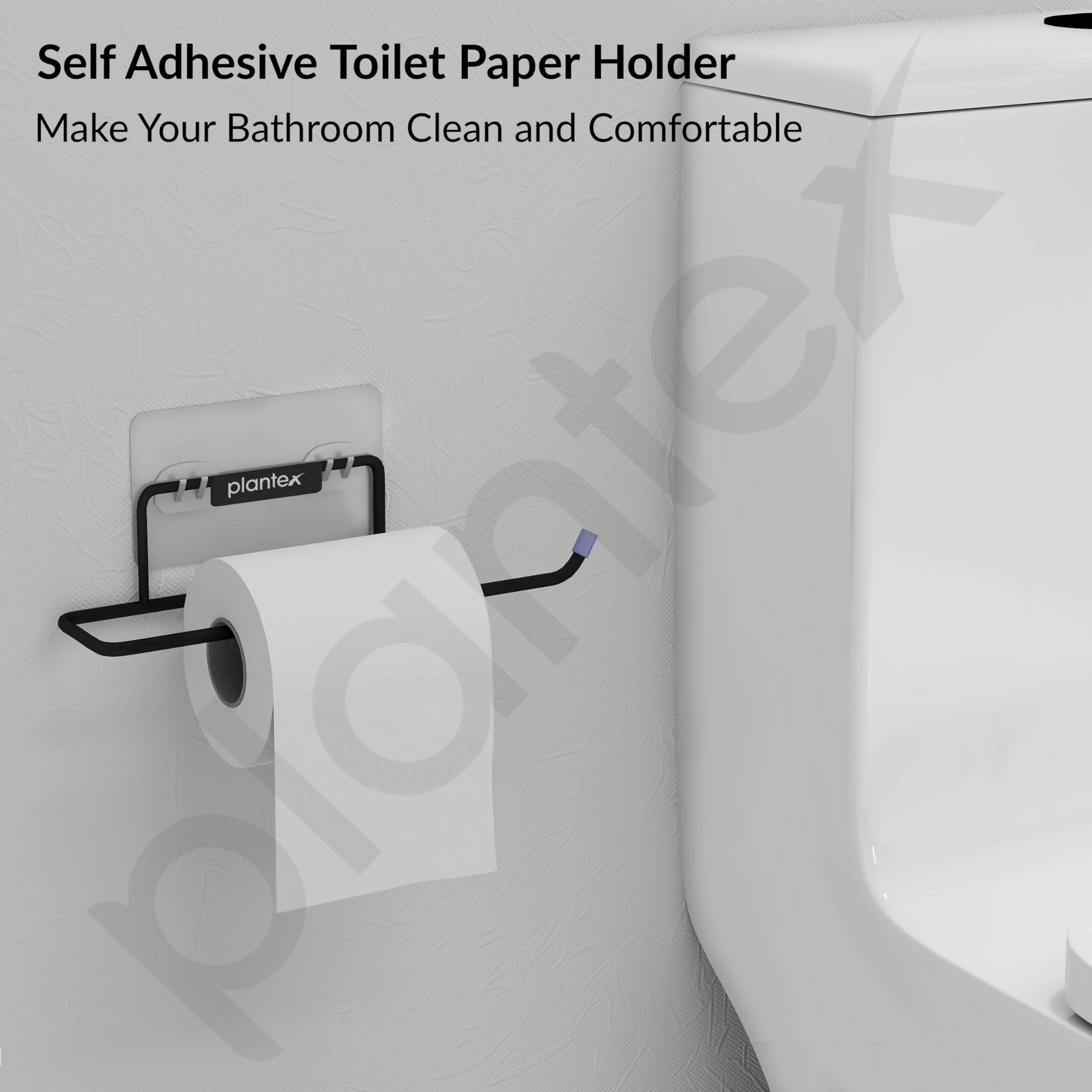 Plantex GI Steel No Drill Toilet Paper Roll Holder Self Adhesive/Toilet Paper Holder Self Adhesive/Hand Towel Holder for Bathroom Accessories (Black) - Image 7