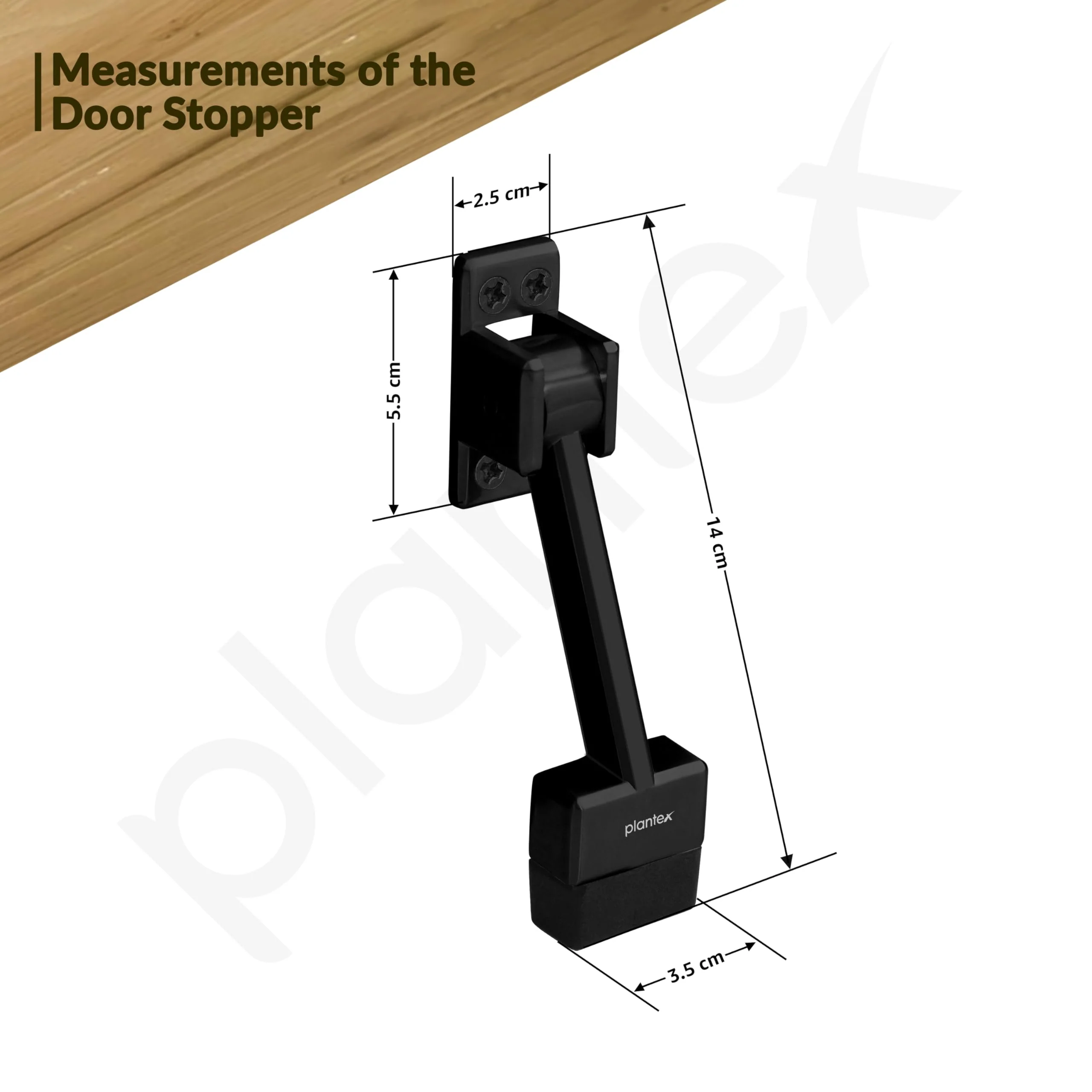 Plantex Heavy Duty 5 Inch Kick Down Door Stopper with Strong Rubber Grip for Tile/Vinyl/Hardwoods/Carpet Floor for Home and Office Doors - (Black) - Image 3