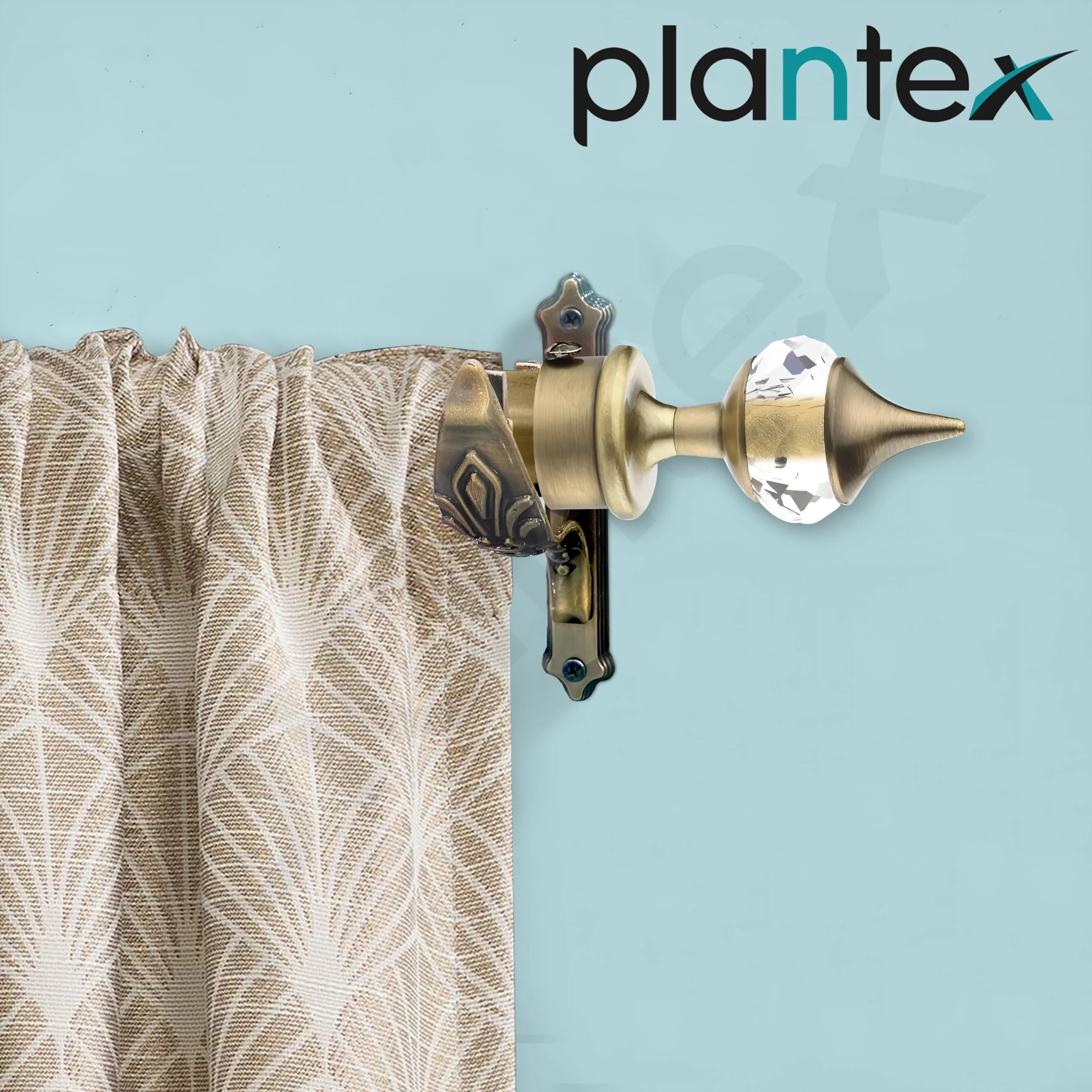 Plantex Heavy Duty Aluminium Diamond Curtain Holder/Curtain Brackets/Curtain Rod Holder with Support 1 Inch Rod (Brass Antique - 1 Pair) - Image 6