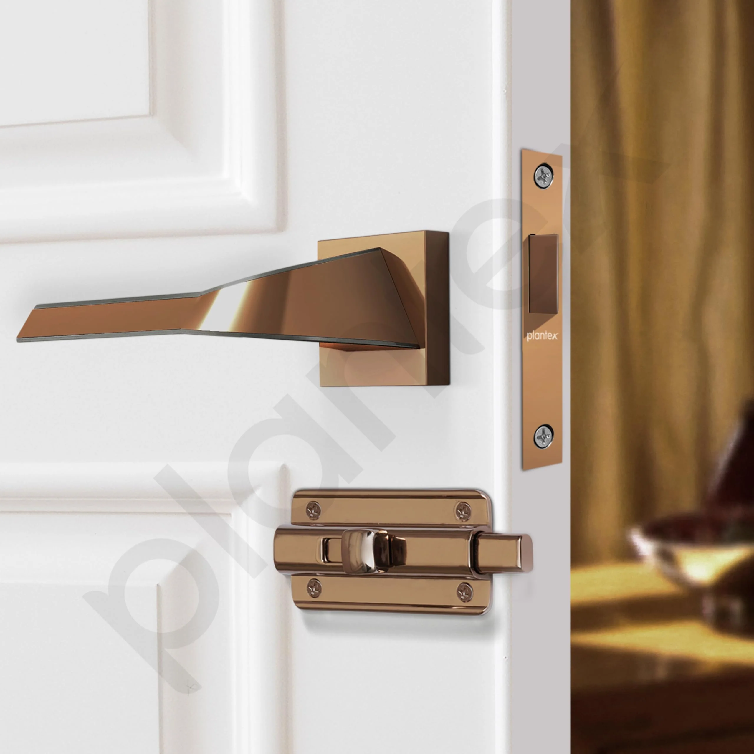 Plantex Heavy Duty Bathroom Door Lock โ Mortise Keyless Door Lock for Bathroom/Store Room/Balcony with Baby Latch (7090 โ PVD Choco & Satin Black Matt Finish) - Image 4