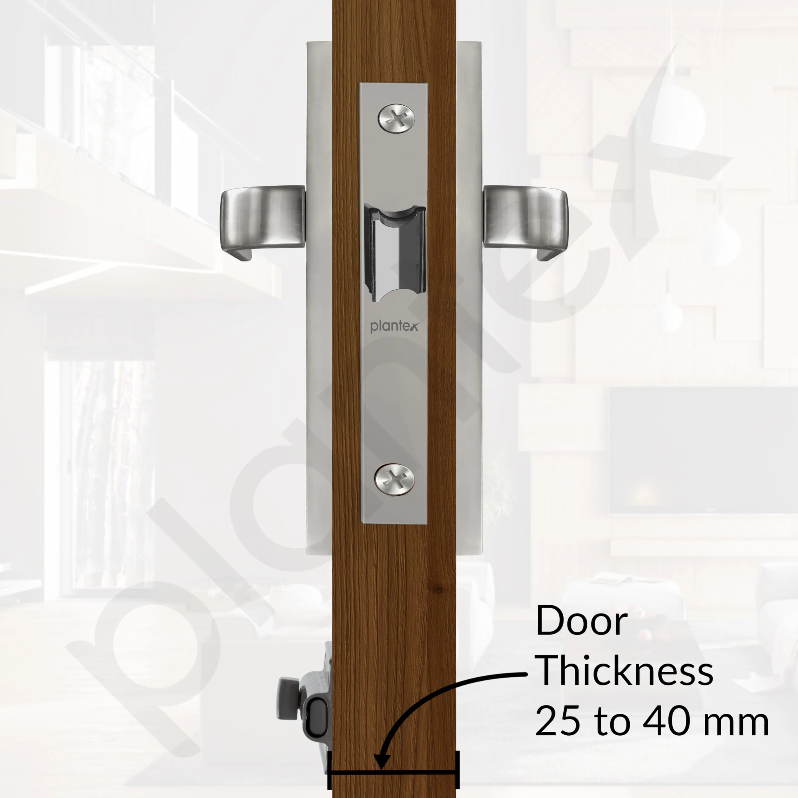Plantex Heavy Duty Door Lock – Bathroom Door Lock/Mortise 8inch Keyless Plate Handle Set for Home/Bathroom/Store Room/Balcony/Office with Baby Latch (8107, Matt) - Image 5