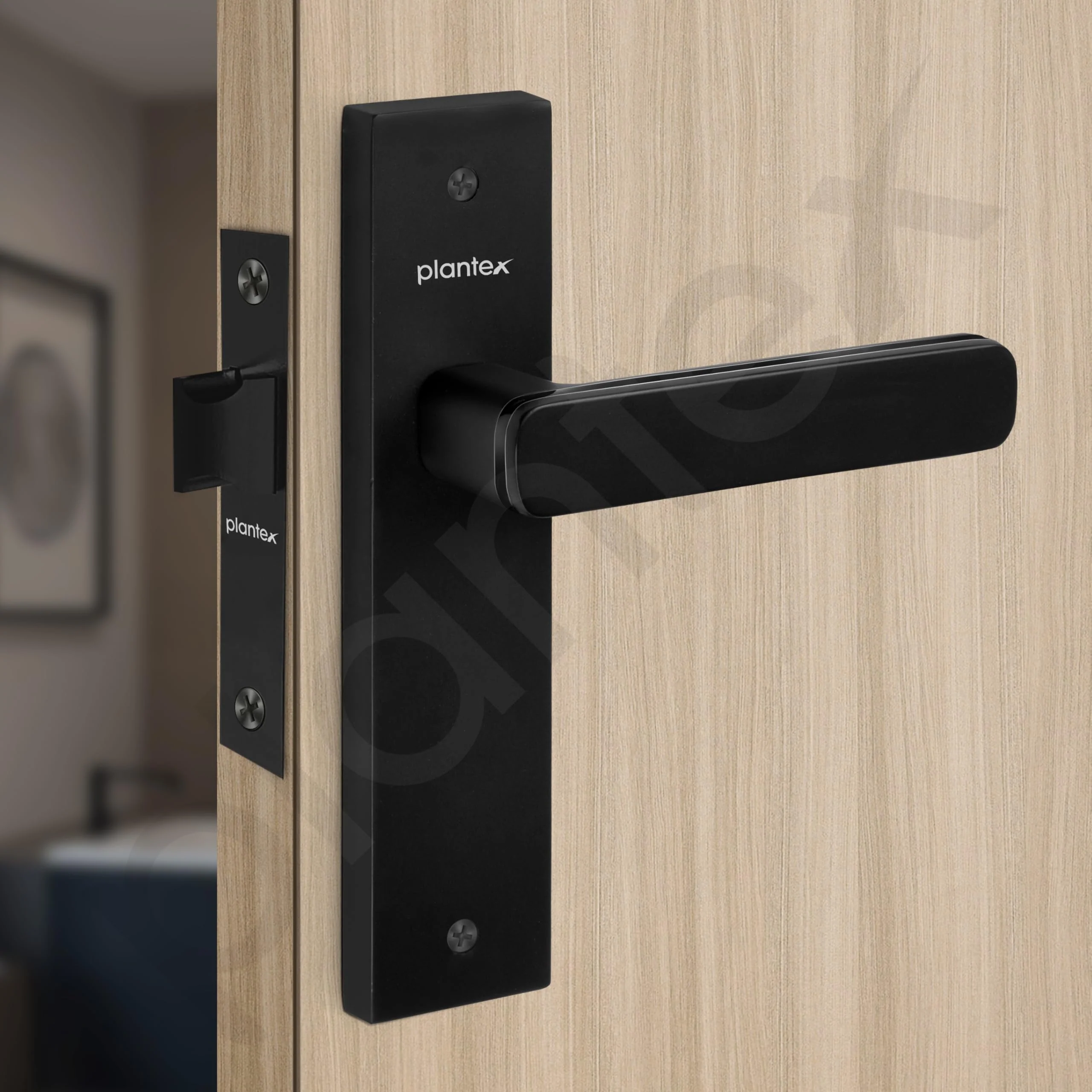 Plantex Heavy Duty Door Lock – Bathroom Door Lock/Mortise 8inch Keyless Plate Handle Set for Home/Bathroom/Store Room/Balcony/Office with Baby Latch (8125, DC-Black & Z-Black) - Image 6