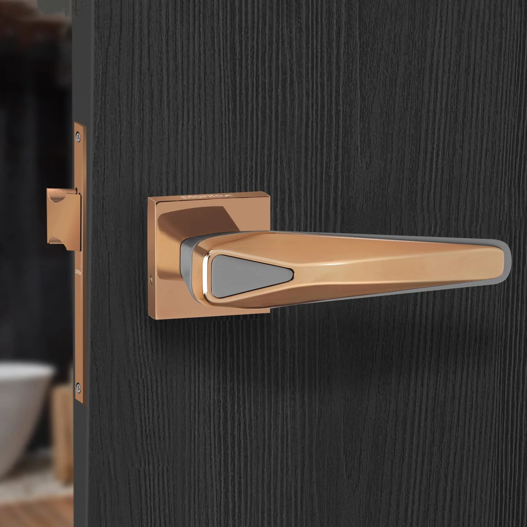 Plantex Heavy Duty Door Lock/Bathroom Door Lock/Mortise Keyless Handle Set for Home/Bathroom/Store Room/Balcony/Office (7104 - PVD Satin Black Matt) - Image 4