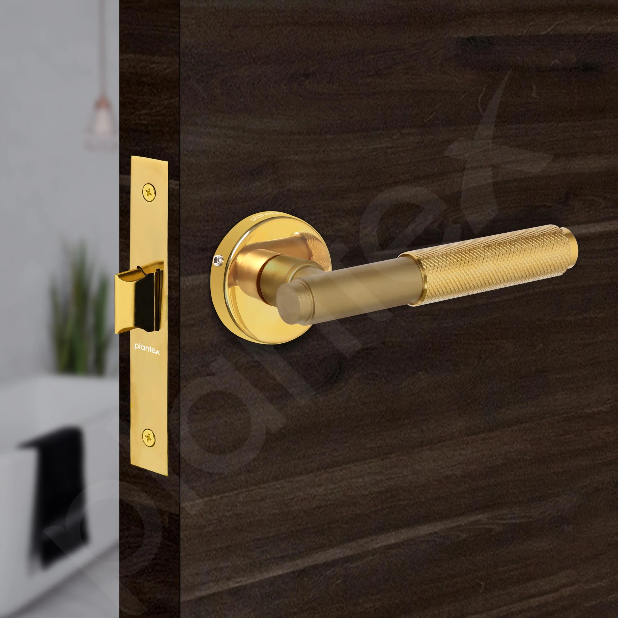 Plantex Heavy Duty Door Lock – Bathroom Door Lock/Mortise Keyless Handle Set for Home/Bathroom/Store Room/Balcony/Office with Baby Latch (603 - PVD Gold) - Image 6