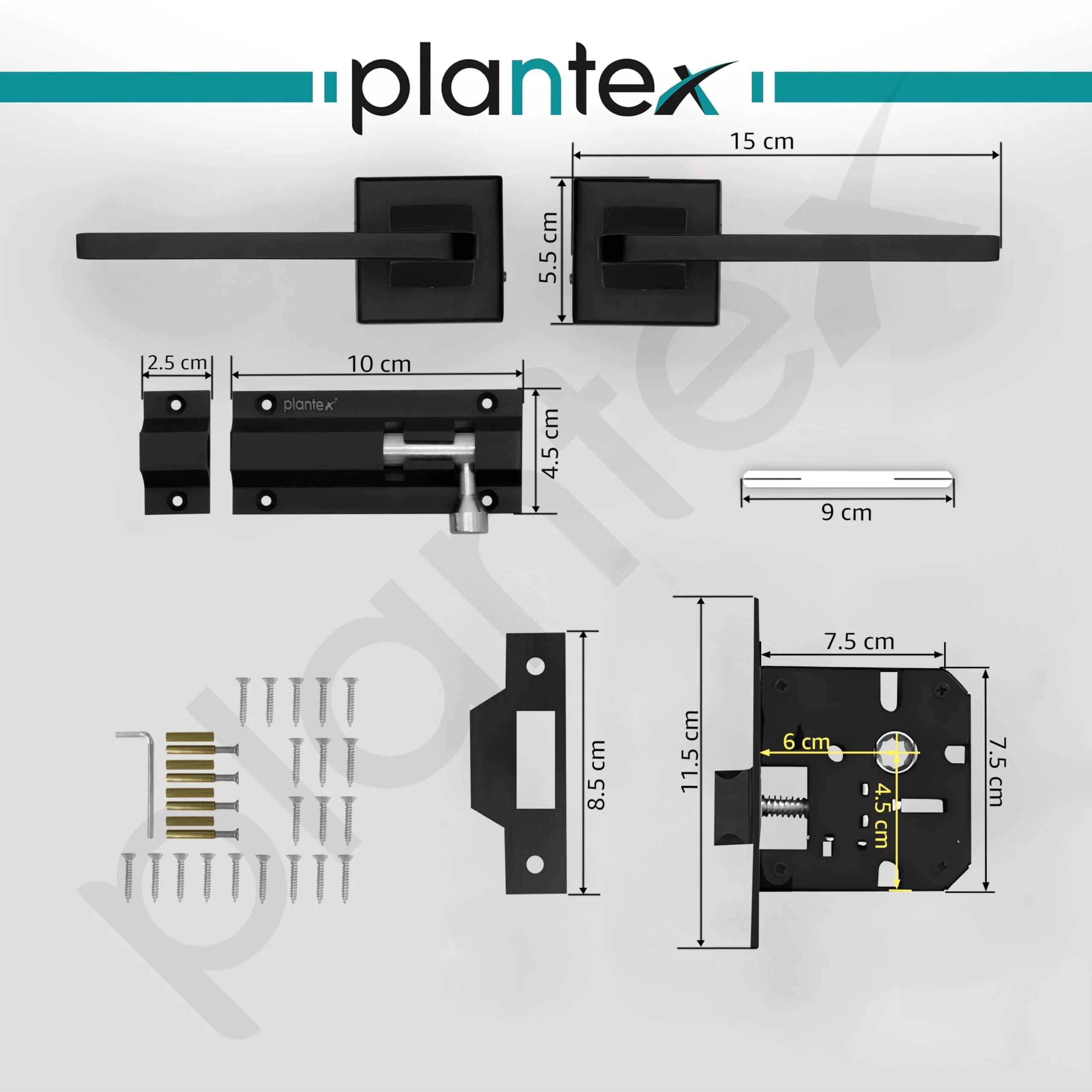Plantex Heavy Duty Door Lock โ Bathroom Door Lock/Mortise Keyless Handle Set for Home/Bathroom/Store Room/Balcony/Office with Baby Latch (605 - Black) - Image 3