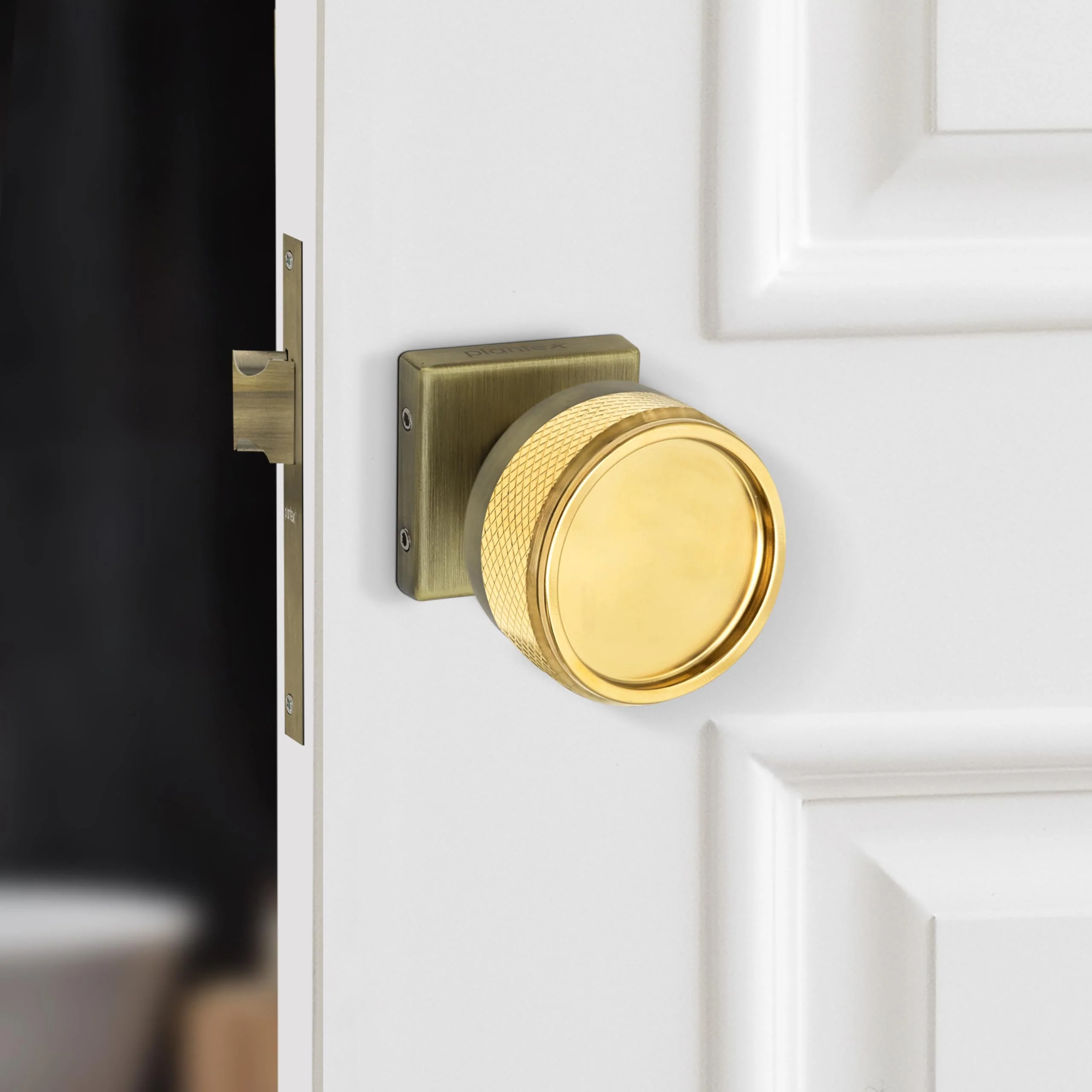 Plantex Heavy Duty Door Lock โ Bathroom Door Lock/Mortise Keyless Knob Handle Set for Home/Bathroom/Store Room/Balcony/Office with Baby Latch (604 - PVD Gold and Brass Antique) - Image 6