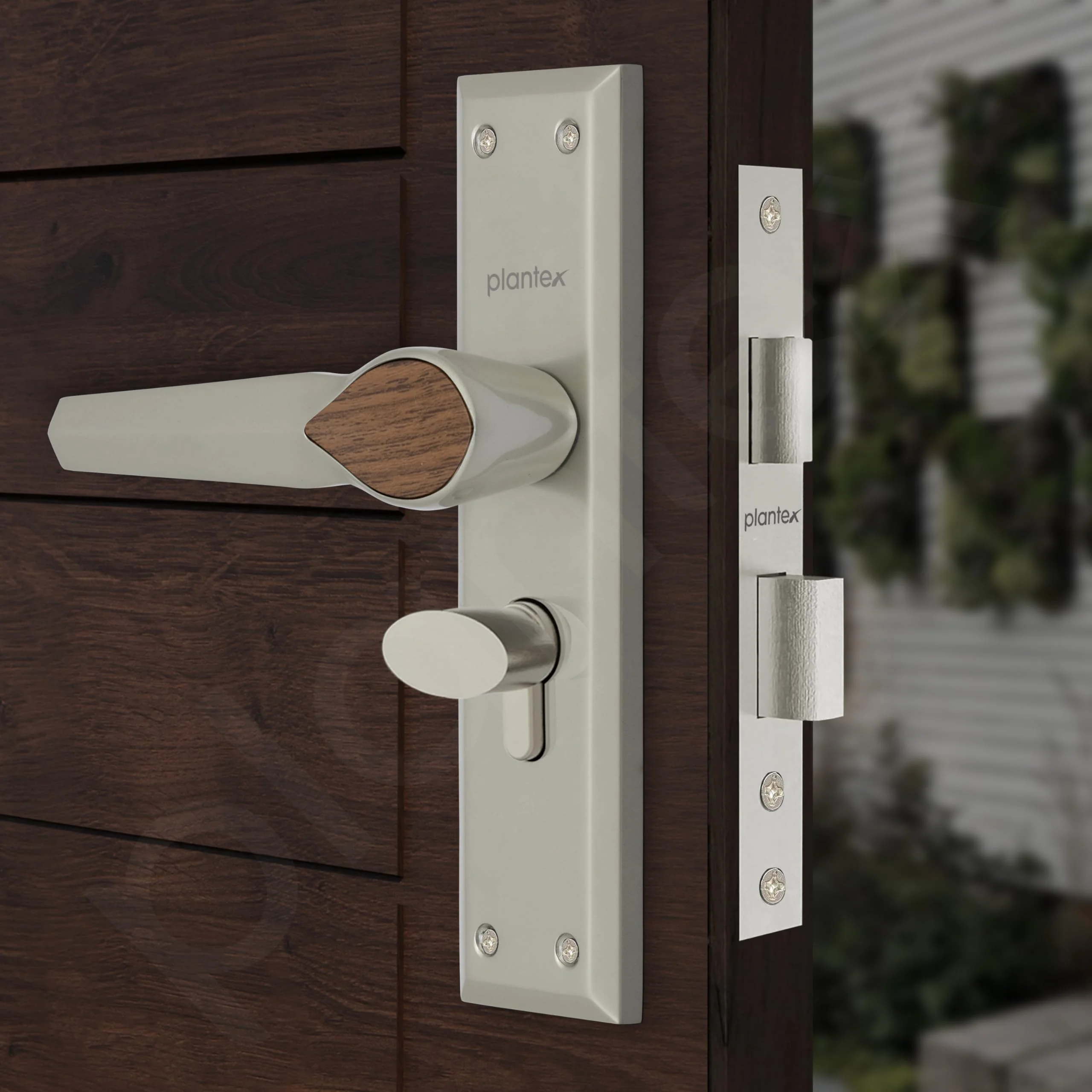 Plantex Heavy-Duty Door Lock for Main Door/Handle Lock Set/6-Lever Lock Mechanism Mortise Lock with 3 Keys, Brass Lock Body & Cylinder (PTP-07, Satin & Wood) - Image 6