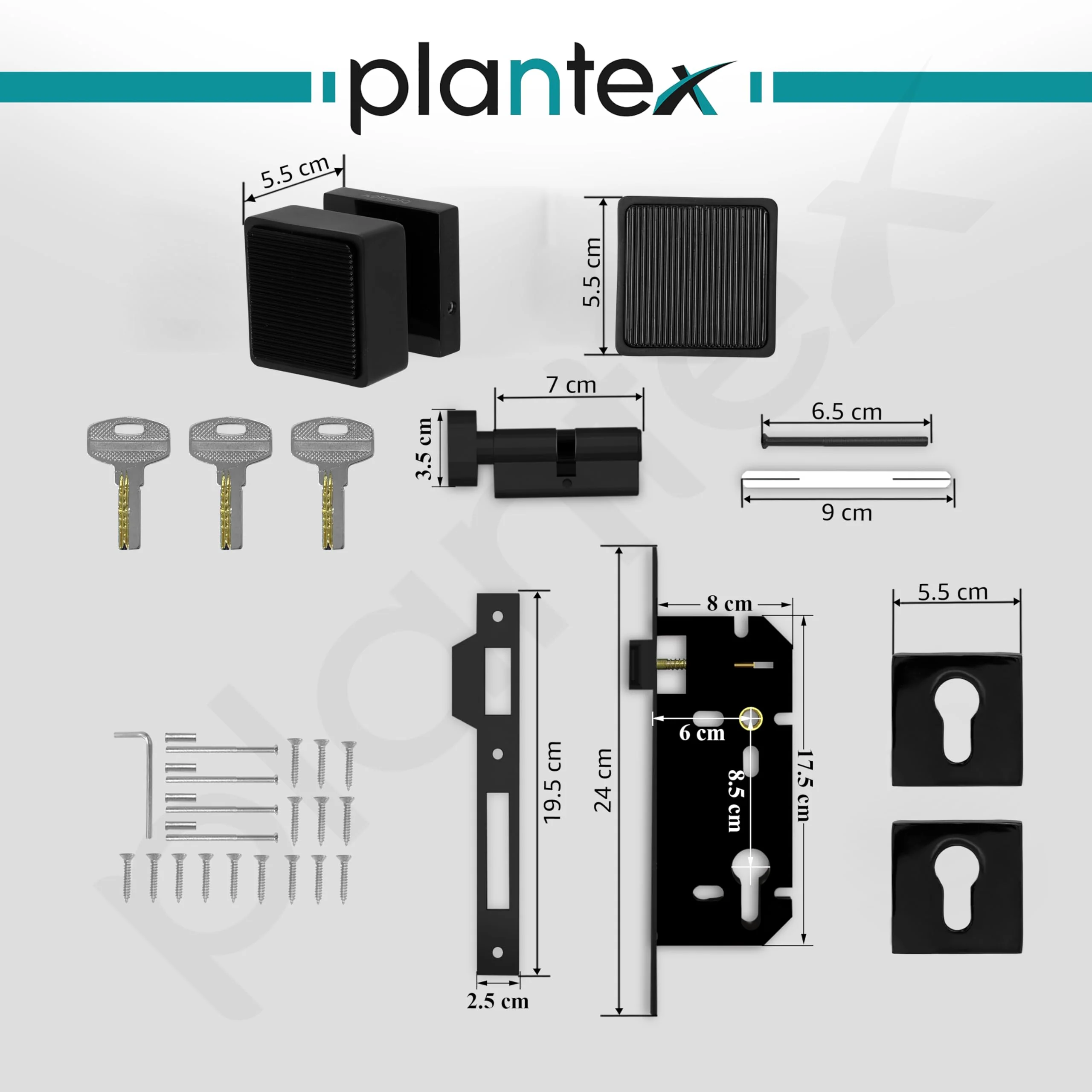 Plantex Heavy Duty Door Lock/Main Door Mortise Lock Handle/Handle Set for Home/Office/Door Accessories - (PT-011, Black) - Image 3
